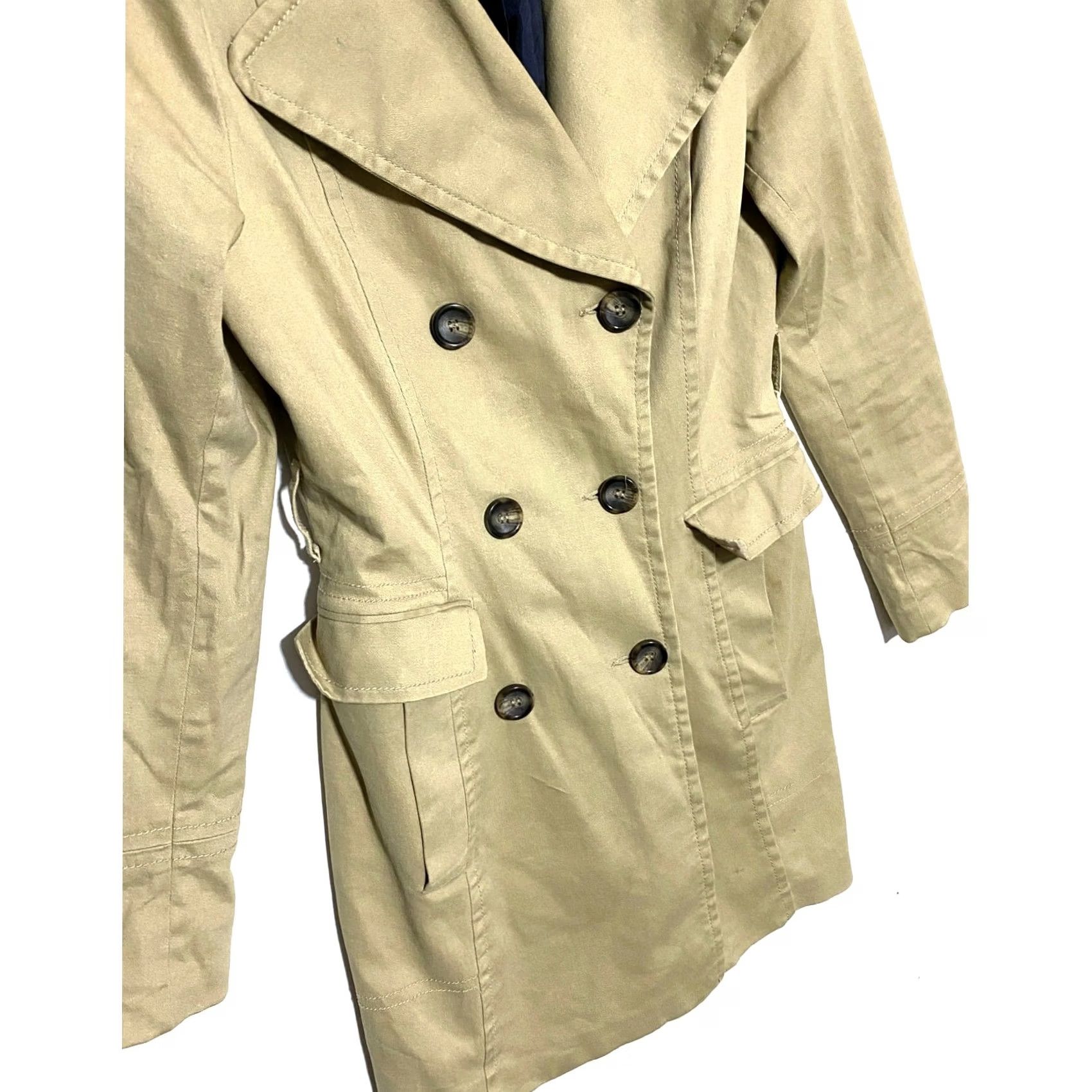 H&M H&M Trench Coat Womens 6 Double Breasted Khaki Office Preppy Timeless Casual Workwear Coat Size M / US 6-8 / IT 42-44 - 5 Thumbnail