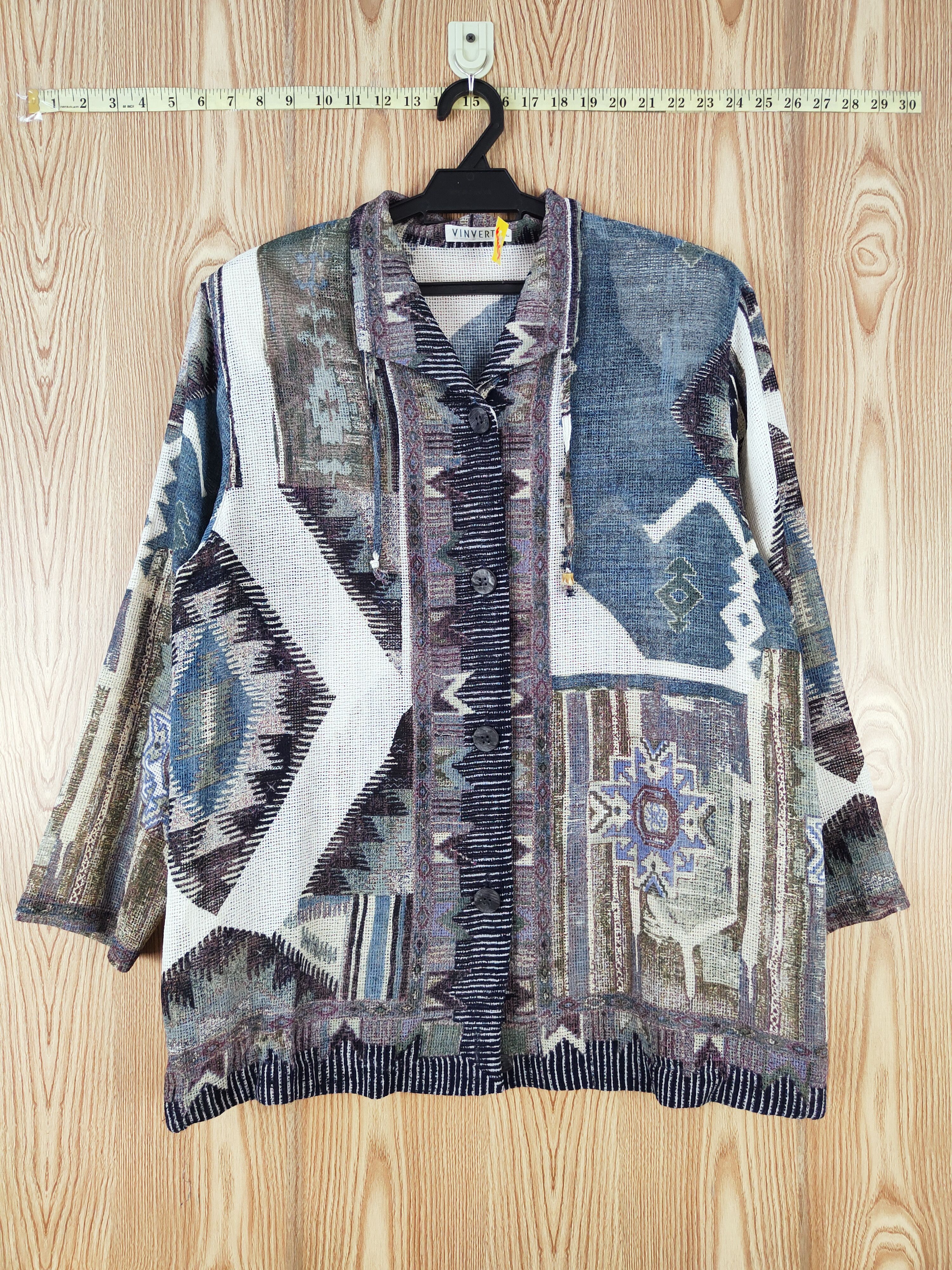 Japanese Brand Vinvert Mix Crochet Mesh Net Knitwear Button Up Shirts #W467 Size XL / US 12-14 / IT 48-50 - 1 Thumbnail