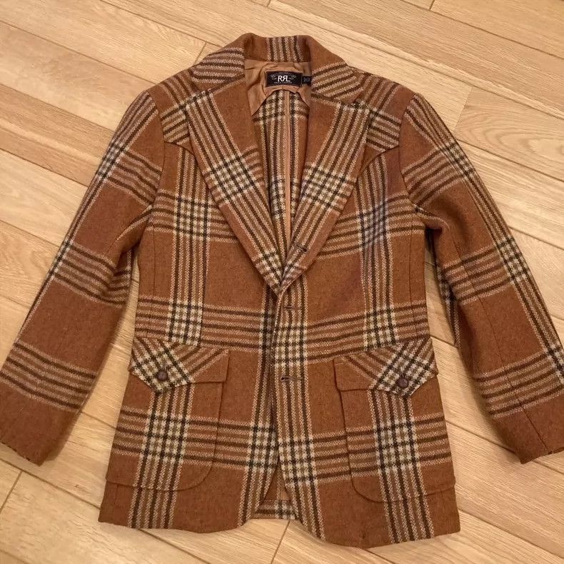 RRL Ralph Lauren RRL Ralph Lauren Orange checkered western sports suit jack Size 42S - 2 Thumbnail