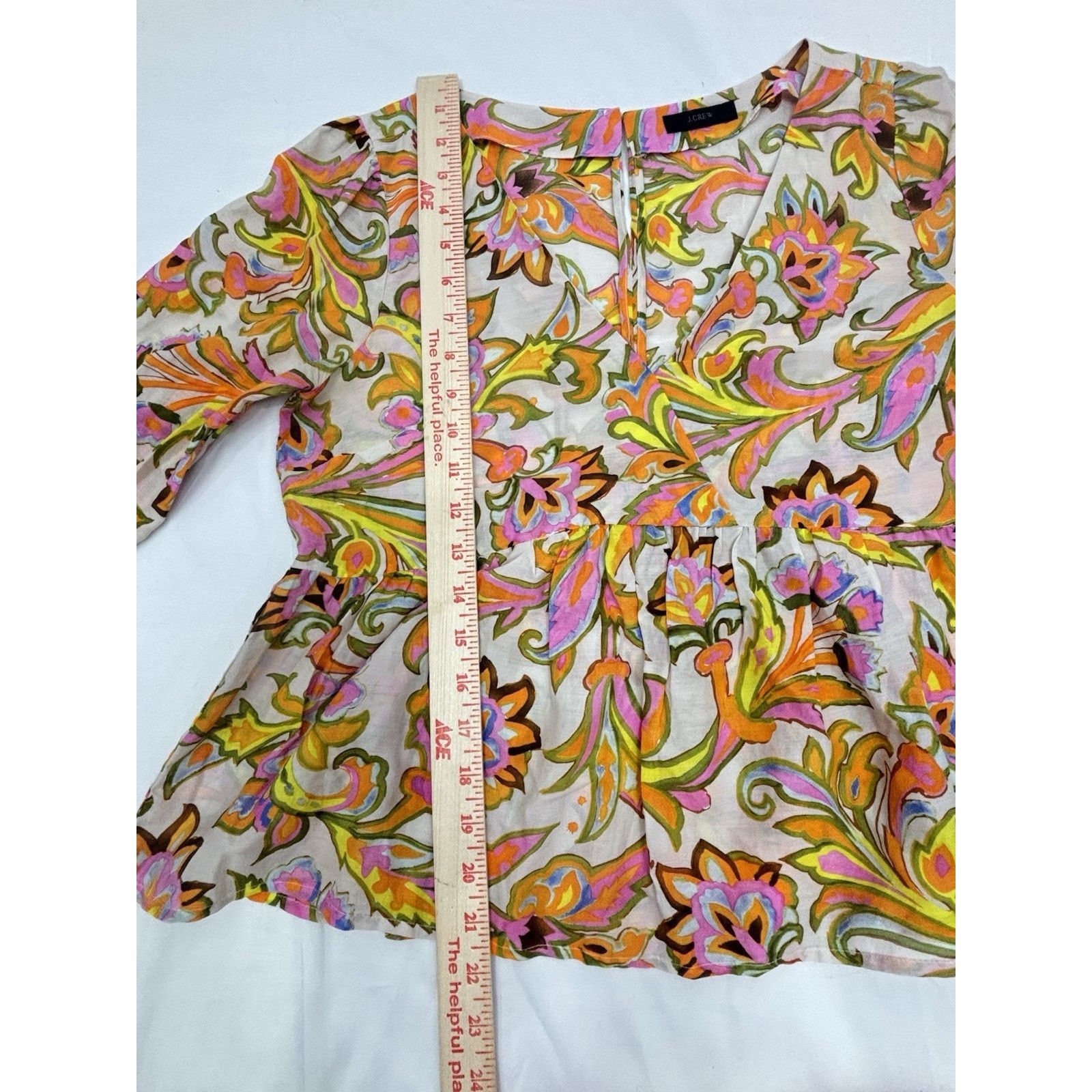J.Crew J. Crew V Neck Floral Blouse Pink Orange Cotton Silk Size S Size S / US 4 / IT 40 - 9 Thumbnail