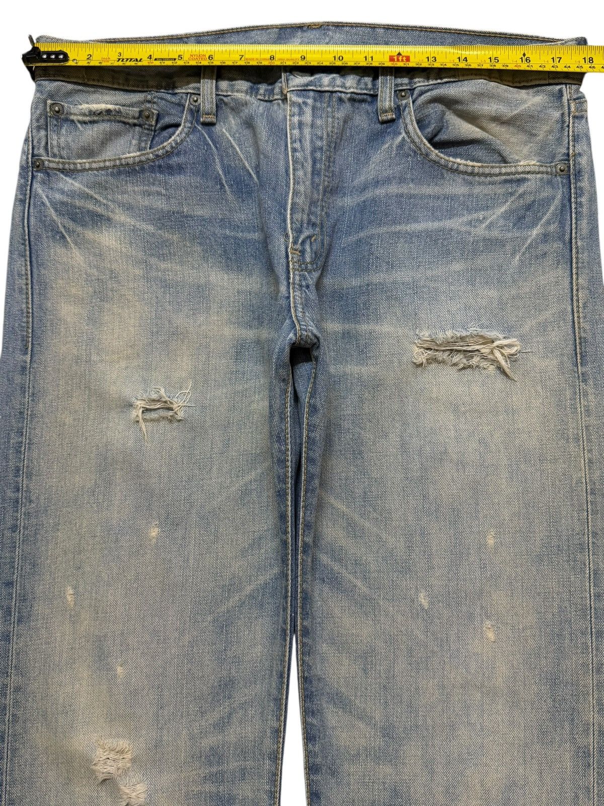 Levi's Vintage 90s Levis 505 Blue Faded Mud Wash Distress Straight Size US 35 - 11 Thumbnail