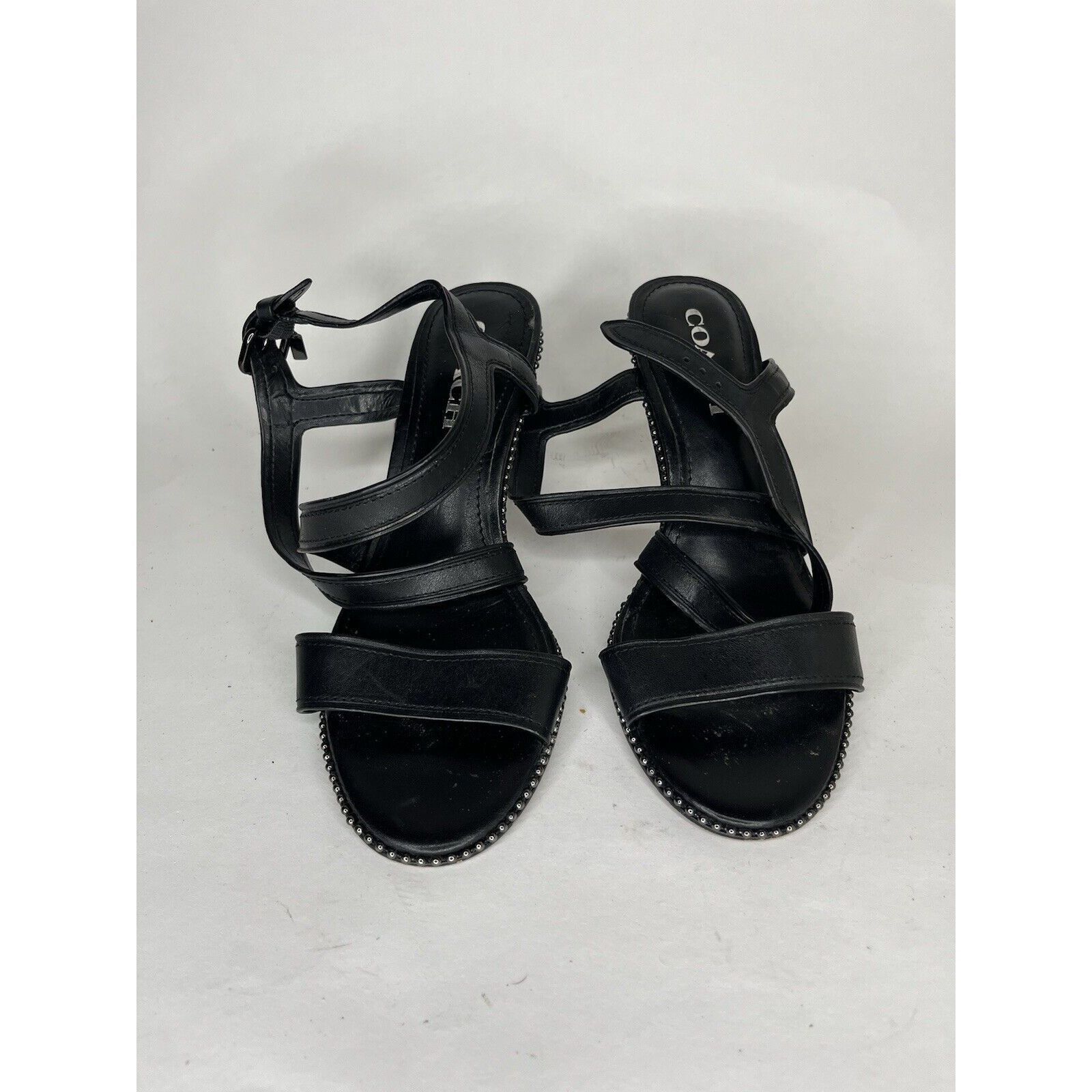 Coach Coach Black Leather Open Toe Ankle Strap Heel Sandals Women Size US 7.5 / IT 37.5 - 11 Thumbnail
