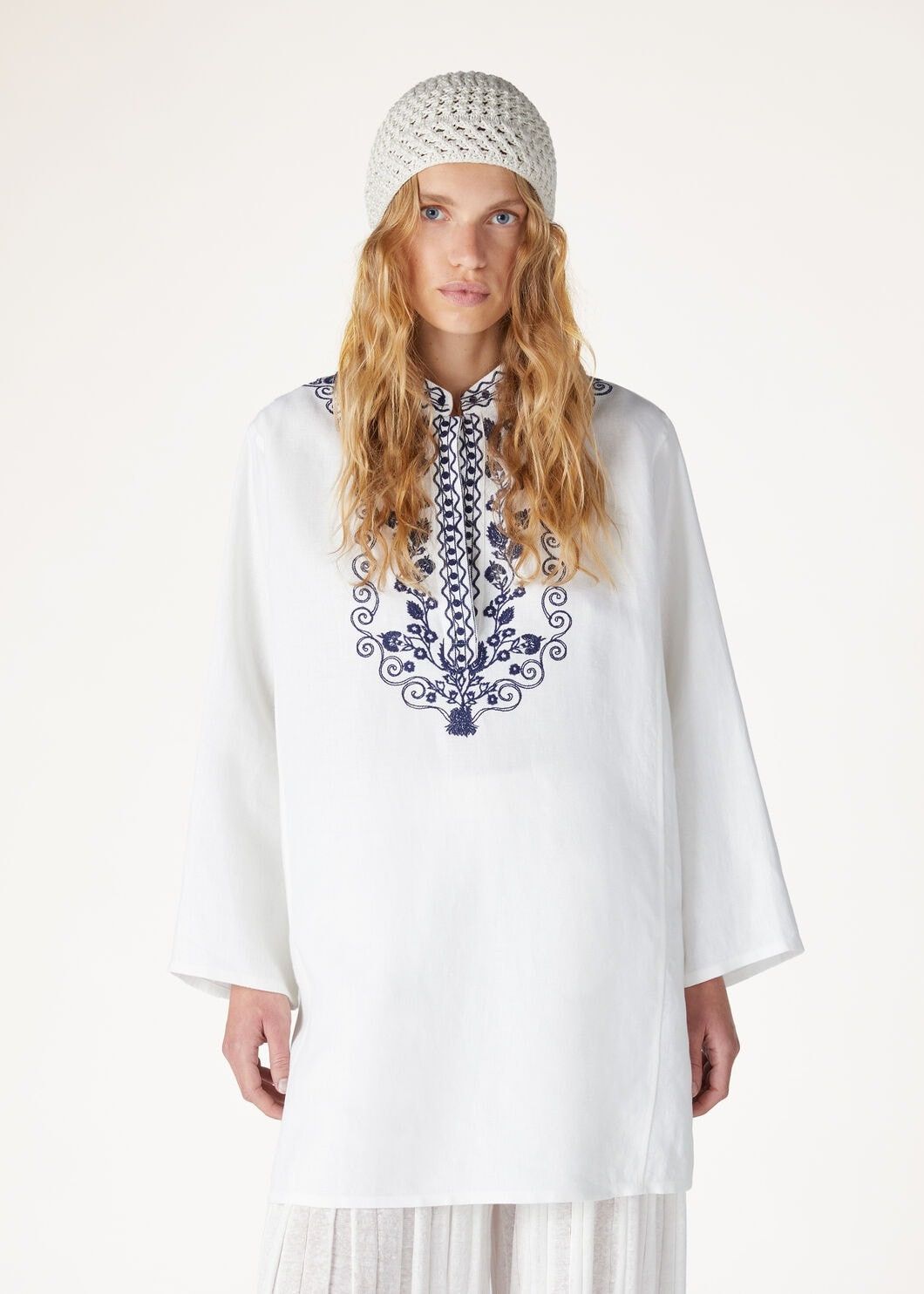 Loro Piana o1srvl11e0725 FAN9903 Sophia Silk Shirt in White Size L / US 10 / IT 46 - 4 Thumbnail