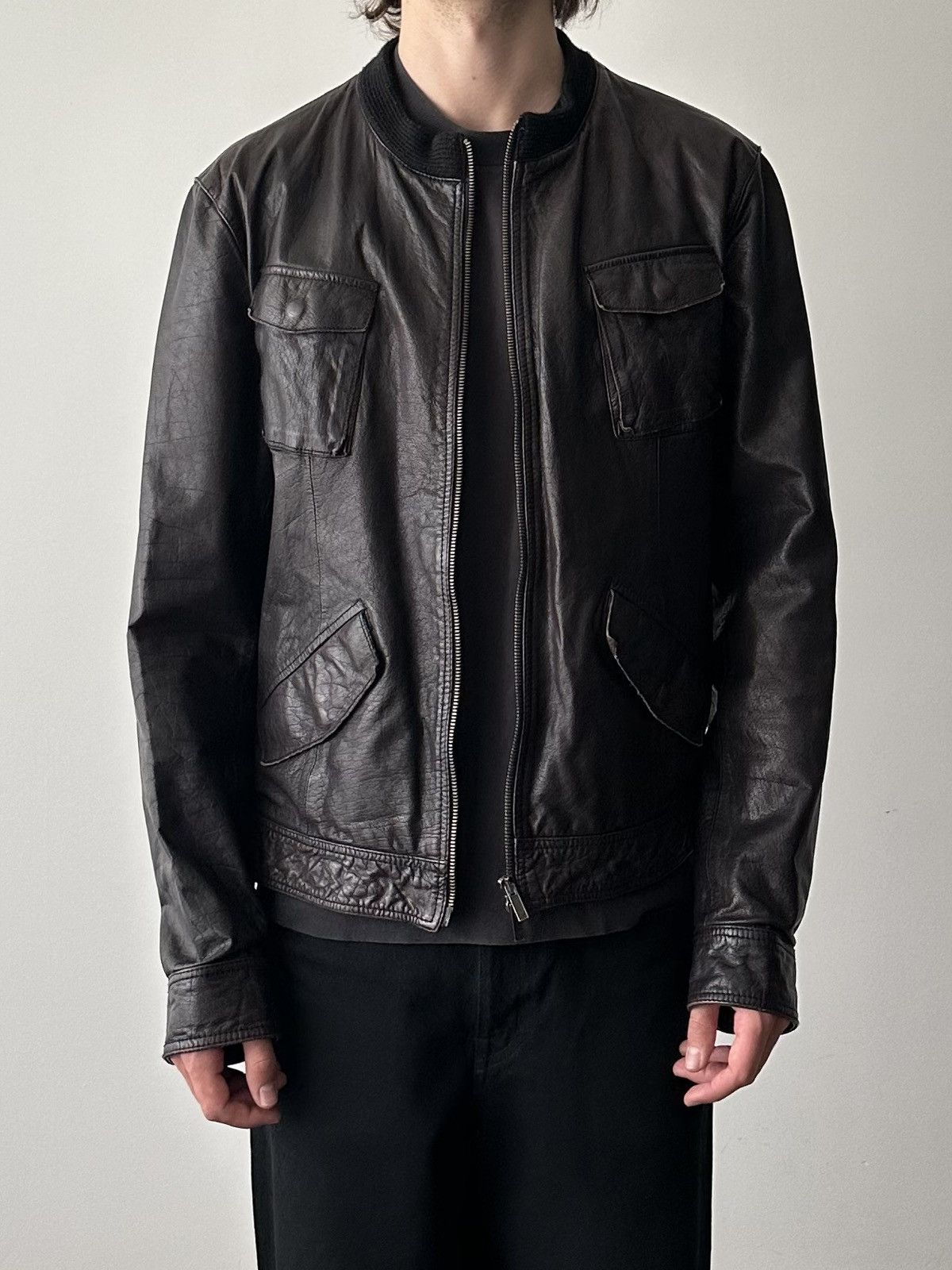 Emporio Armani Emporio Armani 2000’s Leather Jacket Size US L / EU 52-54 / 3 - 2 Thumbnail