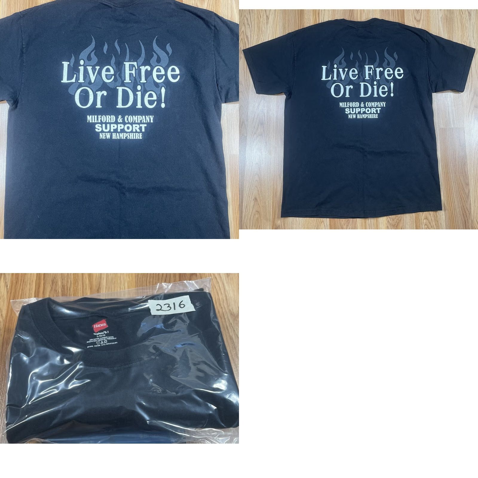 Hanes Hanes Graphics T-Shirt Adults L Large Black Cotton Knit Logo Short Sleeve Crew Neck Unisex Regular Vintage No Size US L / EU 52-54 / 3 - 8 Thumbnail