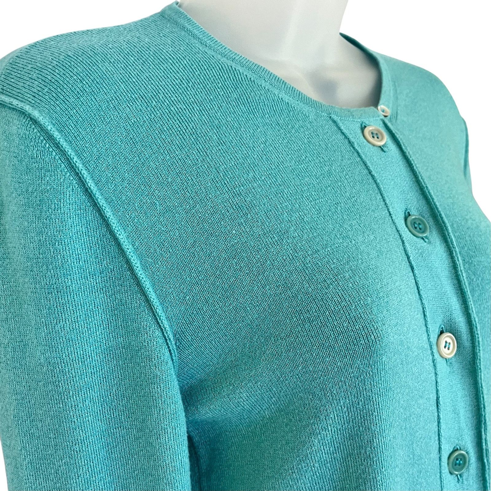 Sonia Rykiel × Vintage Sonia Rykiel Vintage Turquoise Virgin Wool Cardigan Sweater Size S / US 4 / IT 40 - 10 Thumbnail