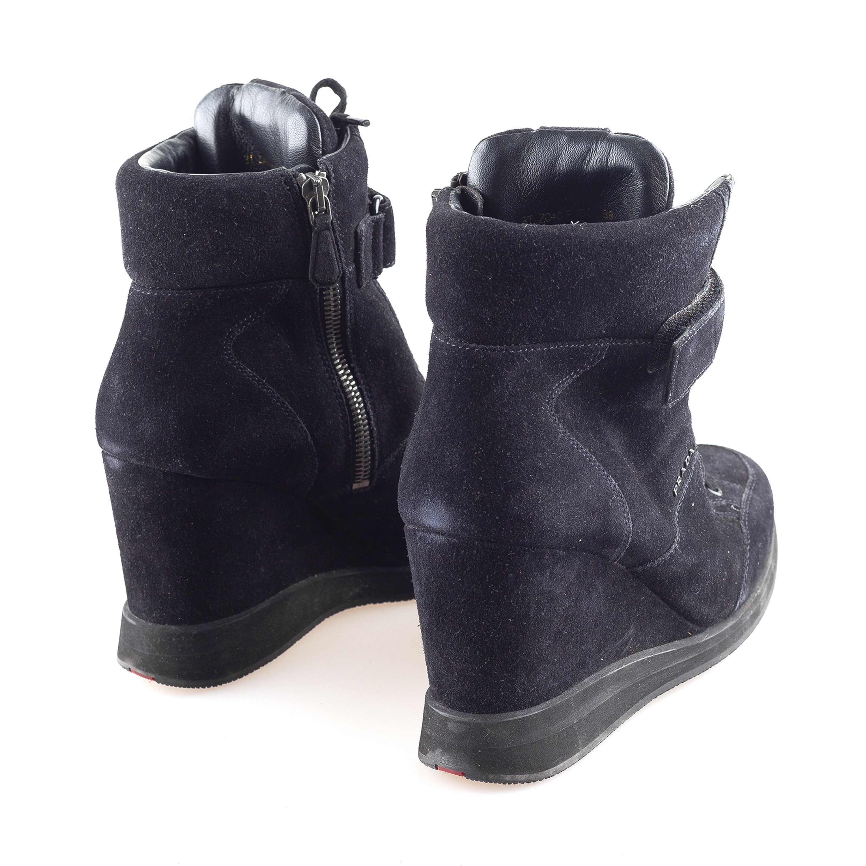 Prada Prada Navy Vintage Wedge Sneakers (38 IT / 39 EU) Size US 8 / IT 38 - 3 Thumbnail