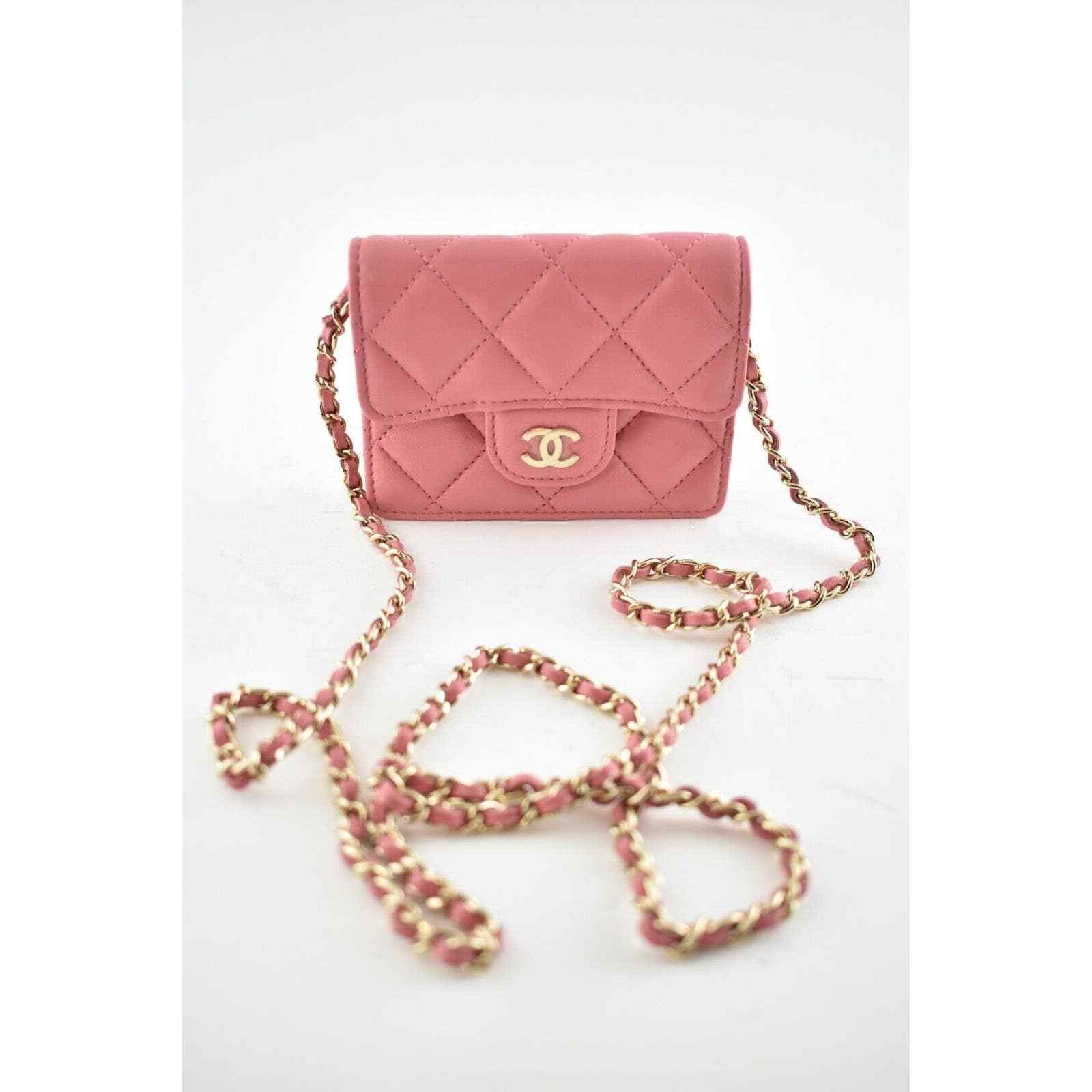 Chanel Chanel Chain Pink Lambskin Gold Card Shoulder Crossbody Bag Size ONE SIZE - 4 Thumbnail