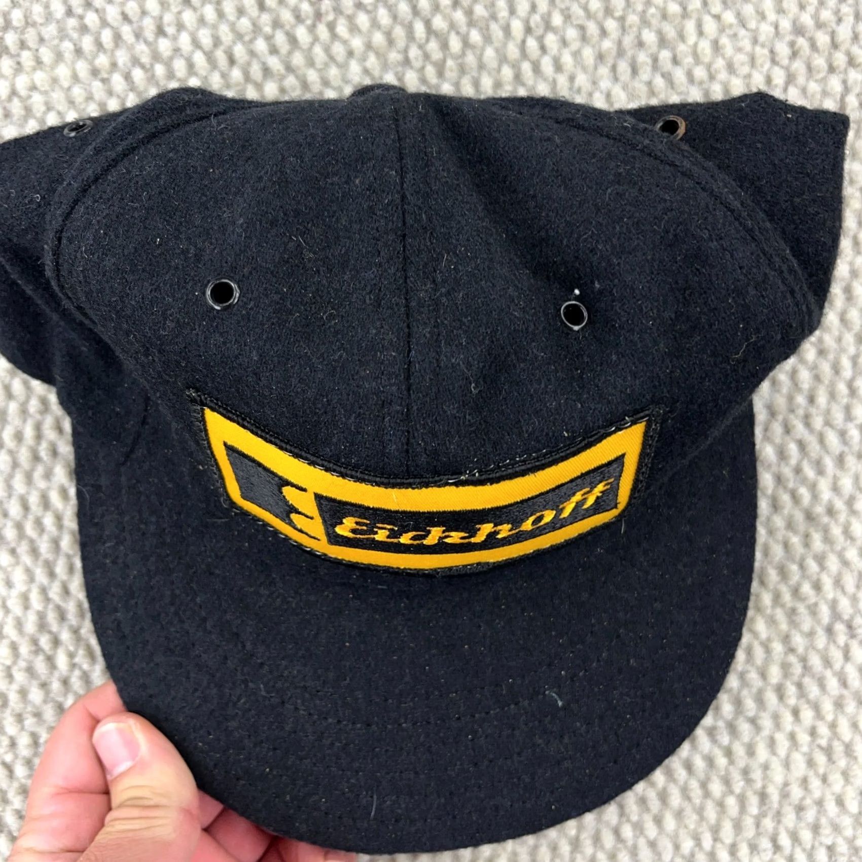 Coal VINTAGE Erckhoff Trucker Hat Cap Black Wool Snapback Made In USA Coal Mining 80s 90s Mens Size ONE SIZE - 3 Thumbnail