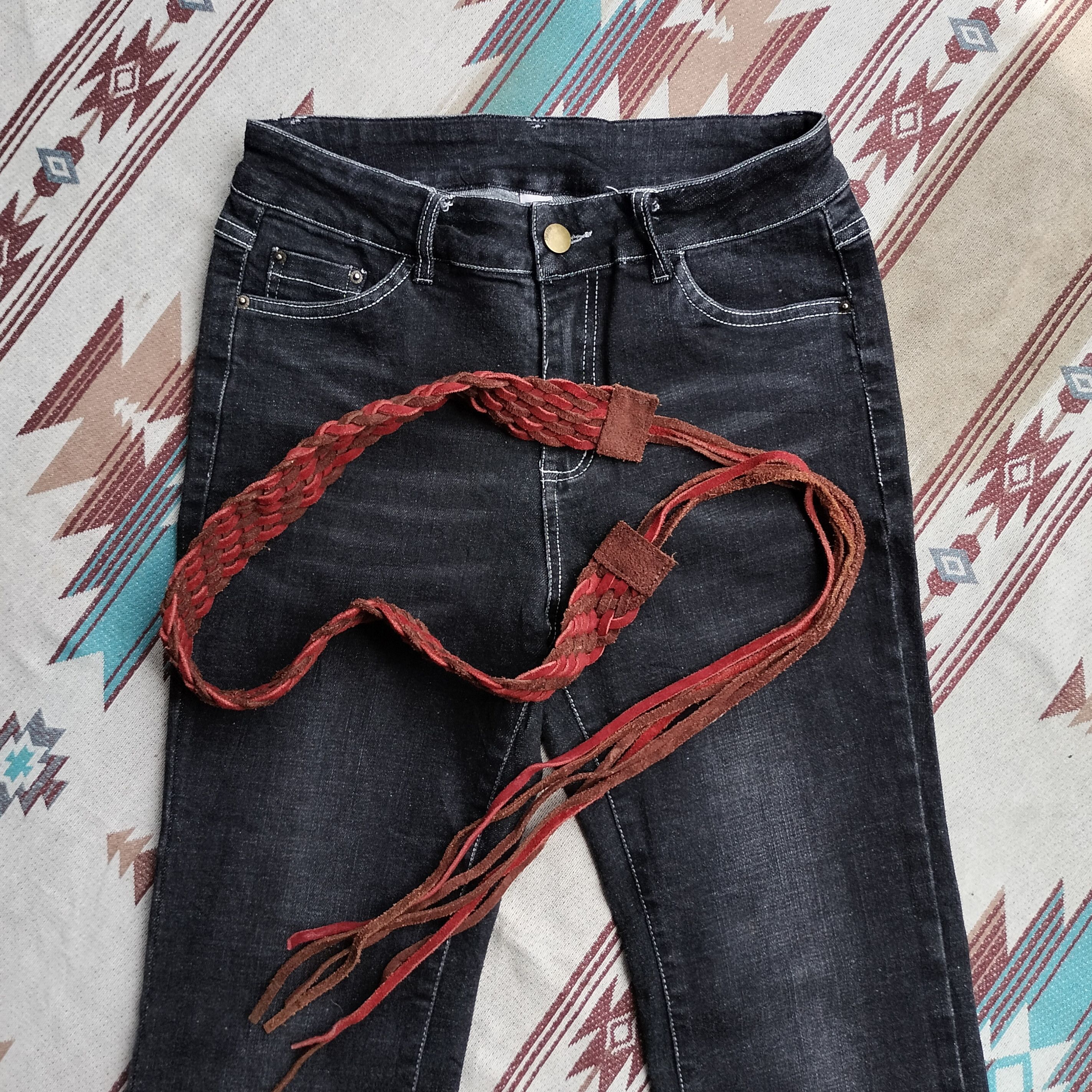 Tornado Mart rope suede belt tassel flare denim Size US 27 - 10 Thumbnail