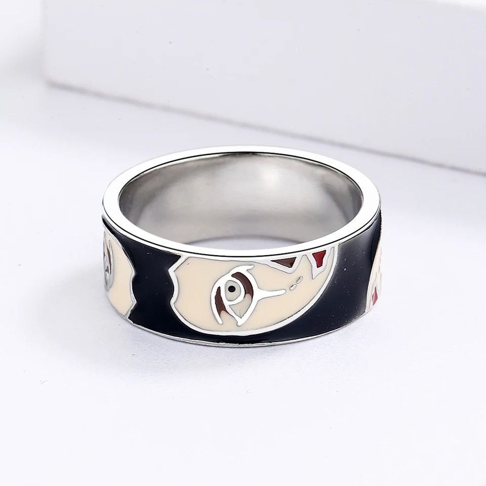 Japanese Brand × Jewelry × Vintage Creative Handmade Irregular Half Face Enamel Heart Ring Size ONE SIZE - 3 Thumbnail