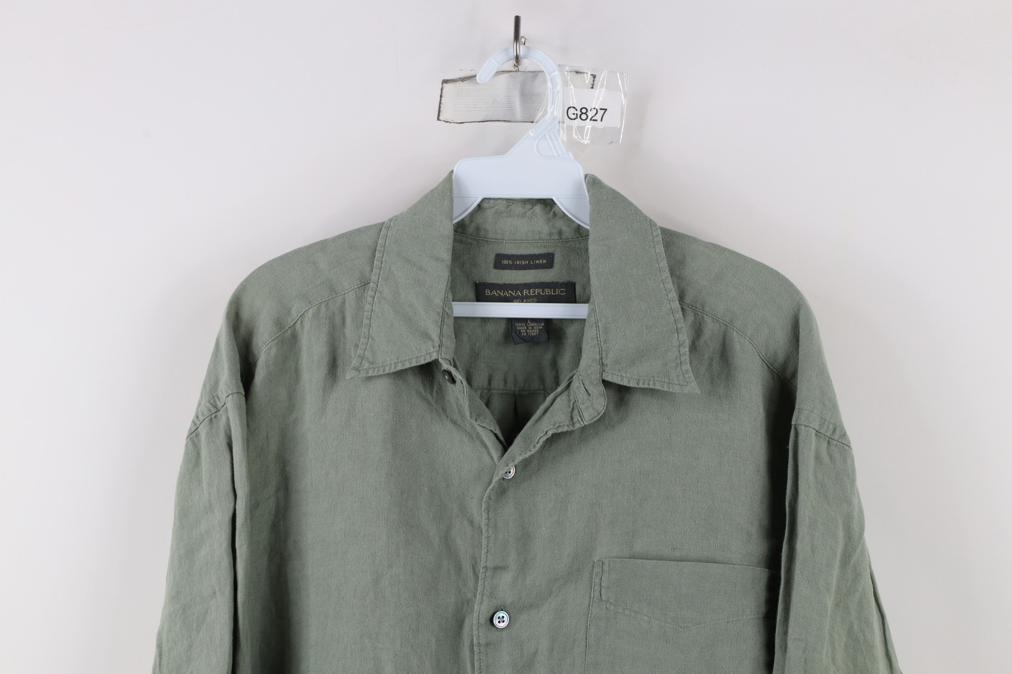 Banana Republic × Vintage Vintage Y2K 2001 Banana Republic Collared Button Shirt Green Size US L / EU 52-54 / 3 - 2 Thumbnail