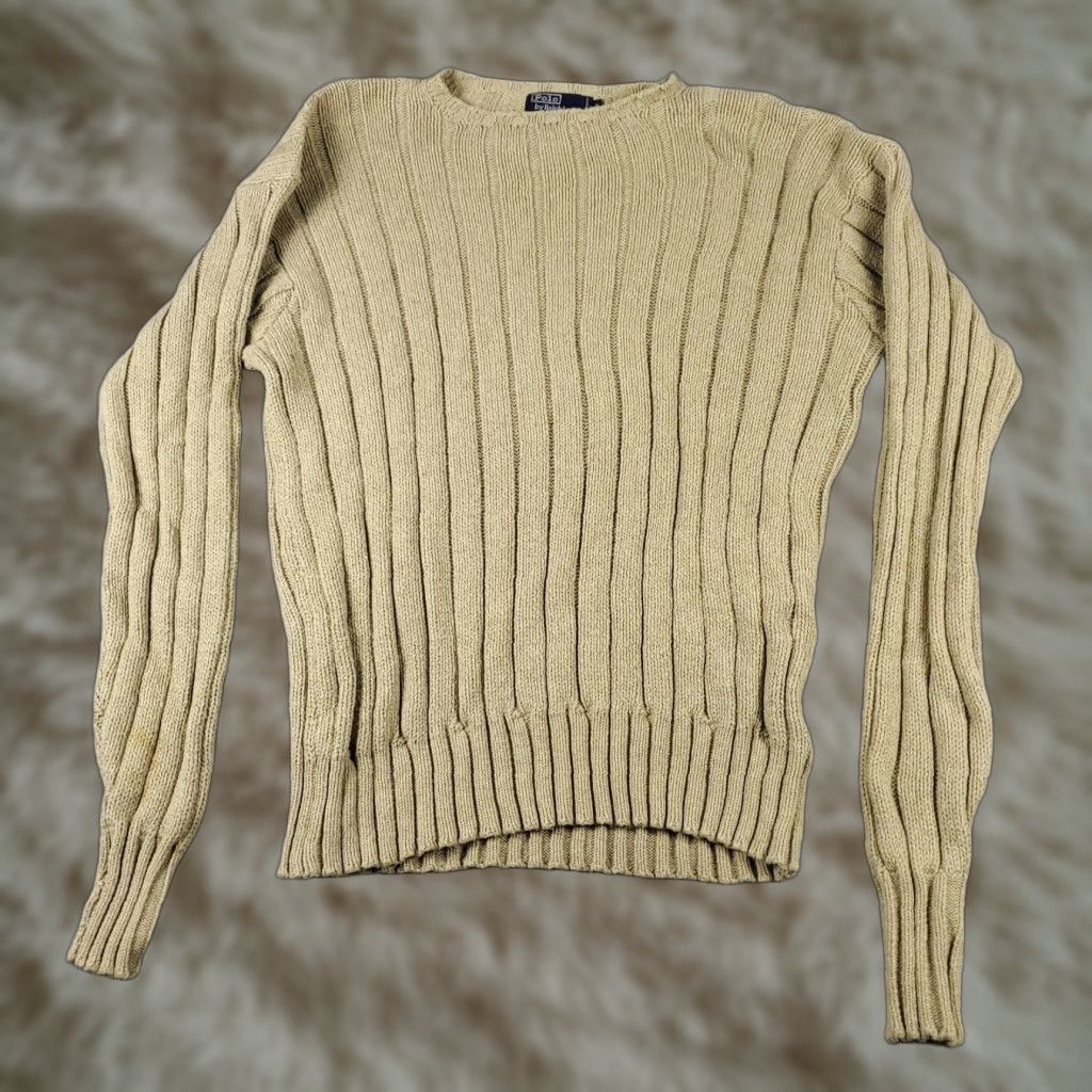 Ralph Lauren VINTAGE Ralph Lauren Sweater Womens XL Beige Knit Pullover Long Sleeve Crew Neck Classic Sports Size XL / US 12-14 / IT 48-50 - 1 Thumbnail