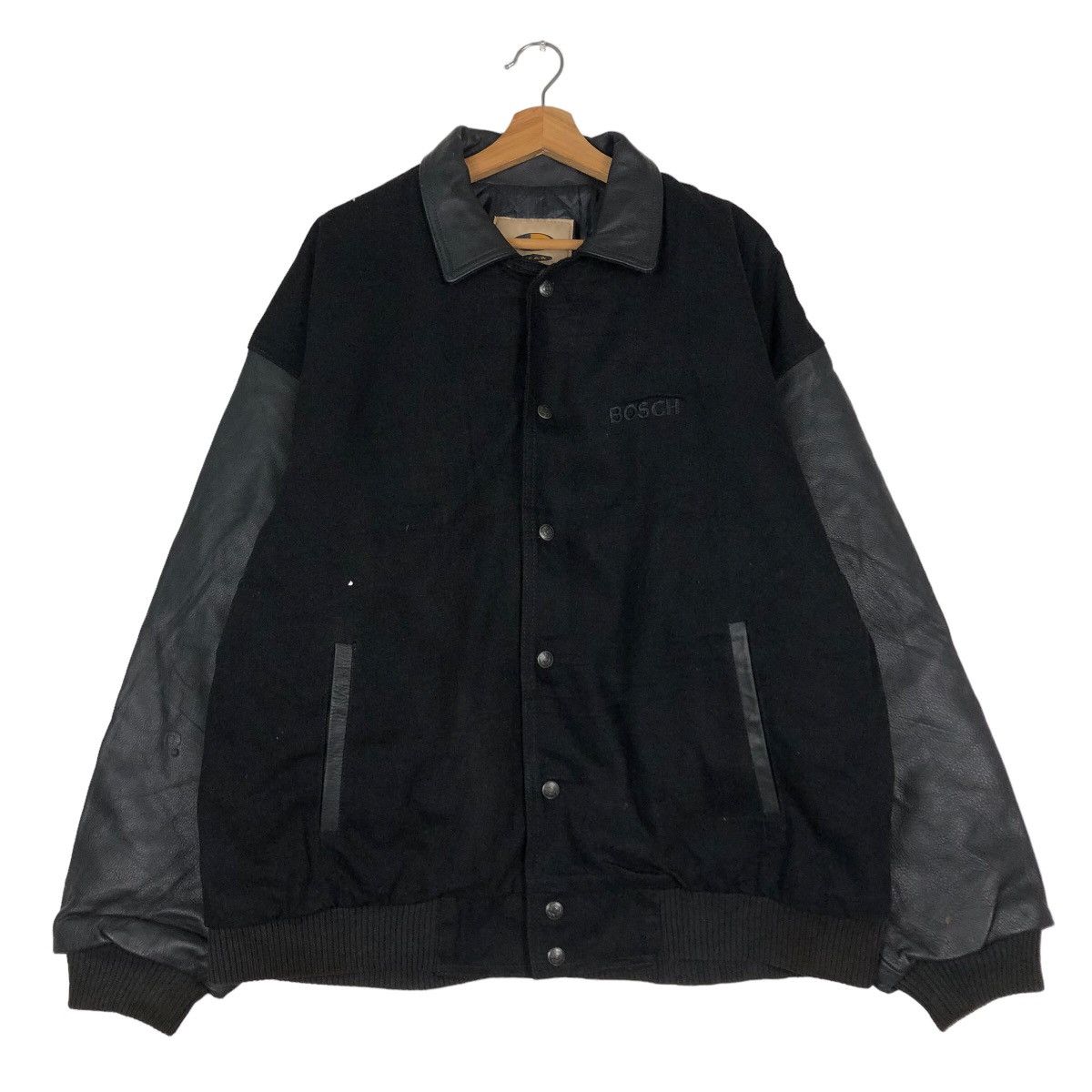 Japanese Brand 🔥Vintage Bomber Leather Jacket Fly Worker Bosch Big Logo Size US M / EU 48-50 / 2 - 1 Thumbnail