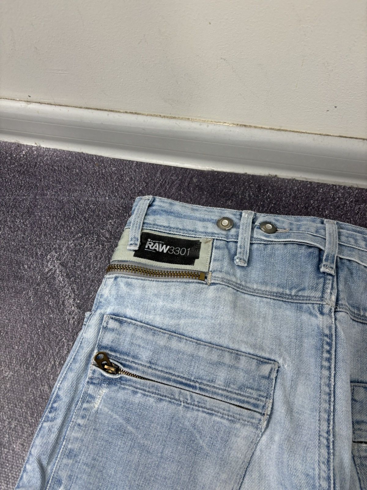 G-Star Vintage G-Star Raw Avant Garde Light Blue Denim Biker Jeans Size US 32 / EU 48 - 6 Thumbnail