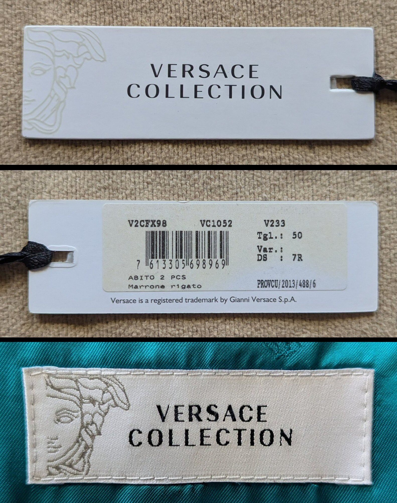 Versace Versace 2-Button Single Breasted Brown Suit IT50/US40 NWT Size 40R - 7 Thumbnail
