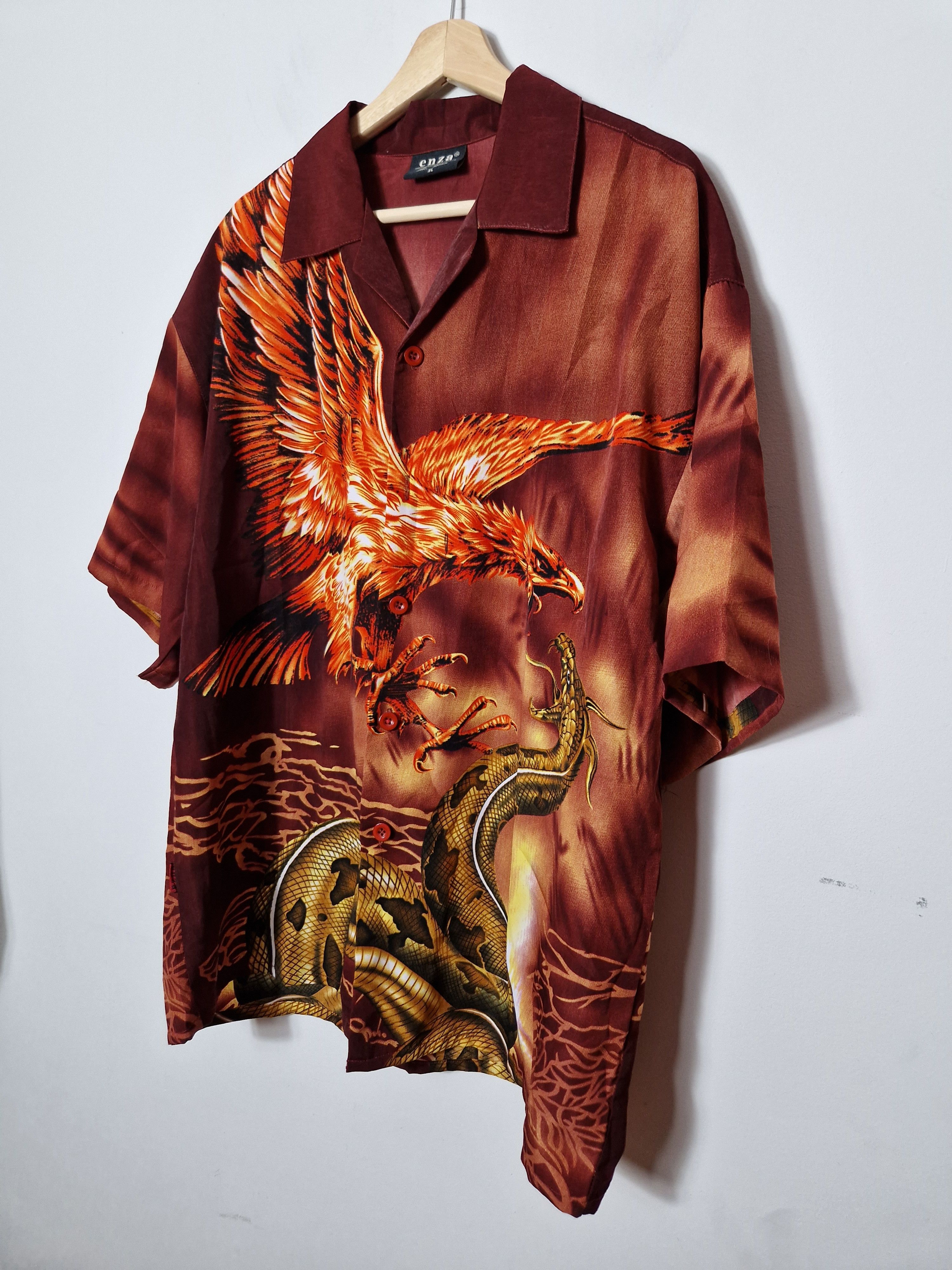 Japanese Brand vintage crazy shirt full printed pheonix shirt Size US XXL / EU 58 / 5 - 4 Thumbnail