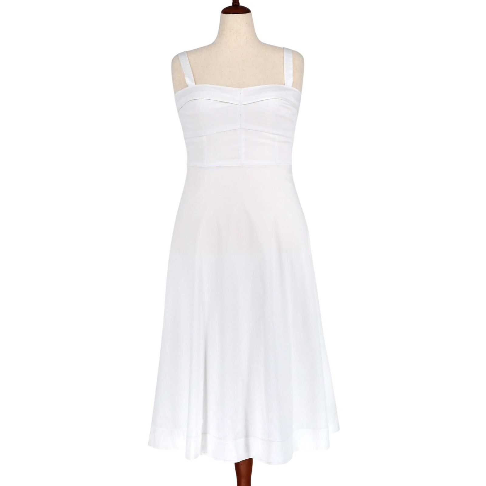 Veronica Beard Veronica Beard Women White Cotton Summer Midi Dress US 12 Size XL / US 12-14 / IT 48-50 - 5 Thumbnail