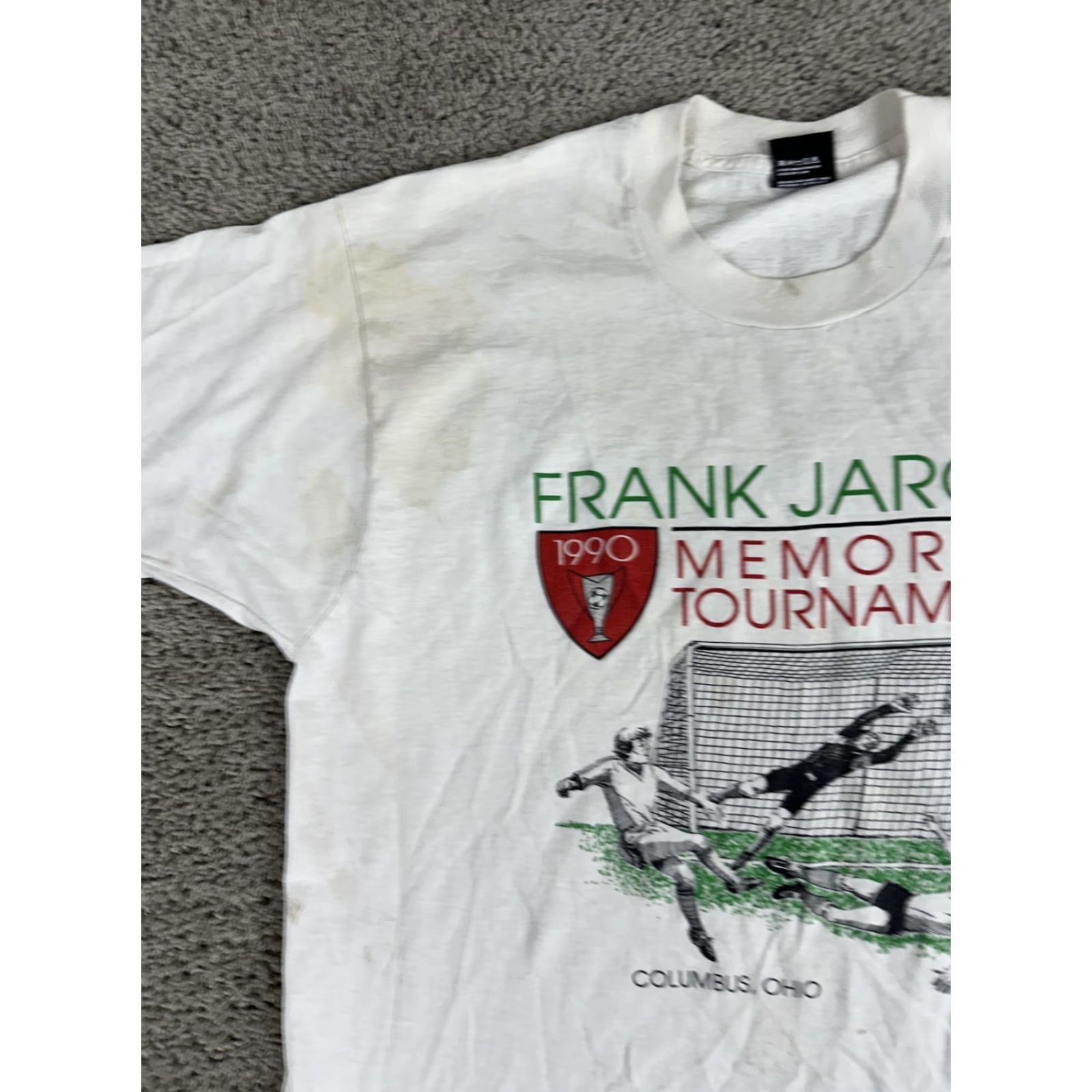 Vintage VINTAGE Frank Jarosi Memorial Tournament Shirt Mens XL White Soccer Columbus 1990 90s Size US XL / EU 56 / 4 - 4 Thumbnail