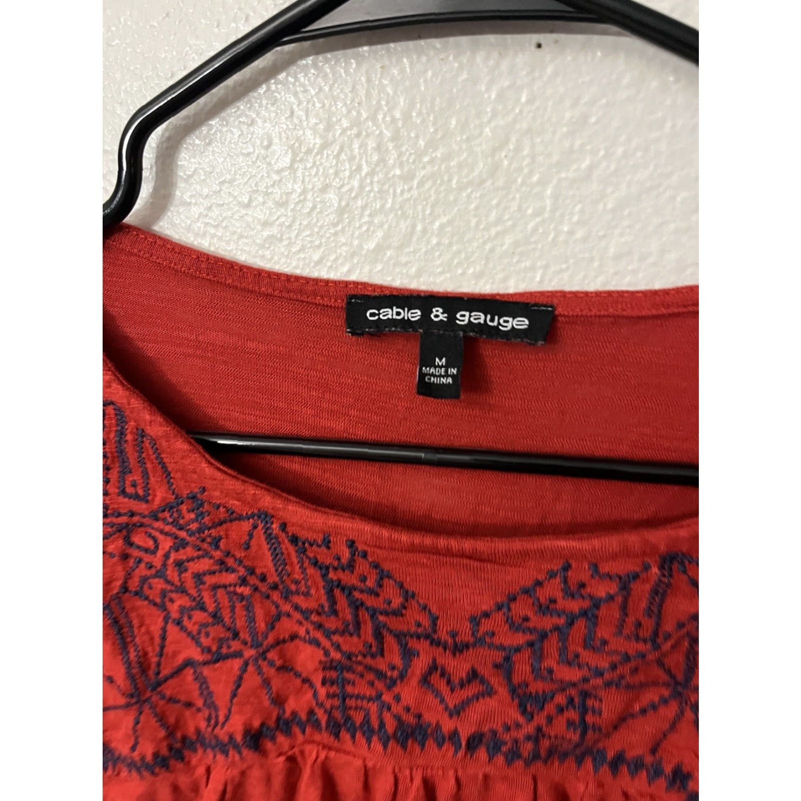 Vintage CABLE GAUGE Red Embroidery Blouse Womens Short Sleeve Round Neck M Size M / US 6-8 / IT 42-44 - 2 Thumbnail
