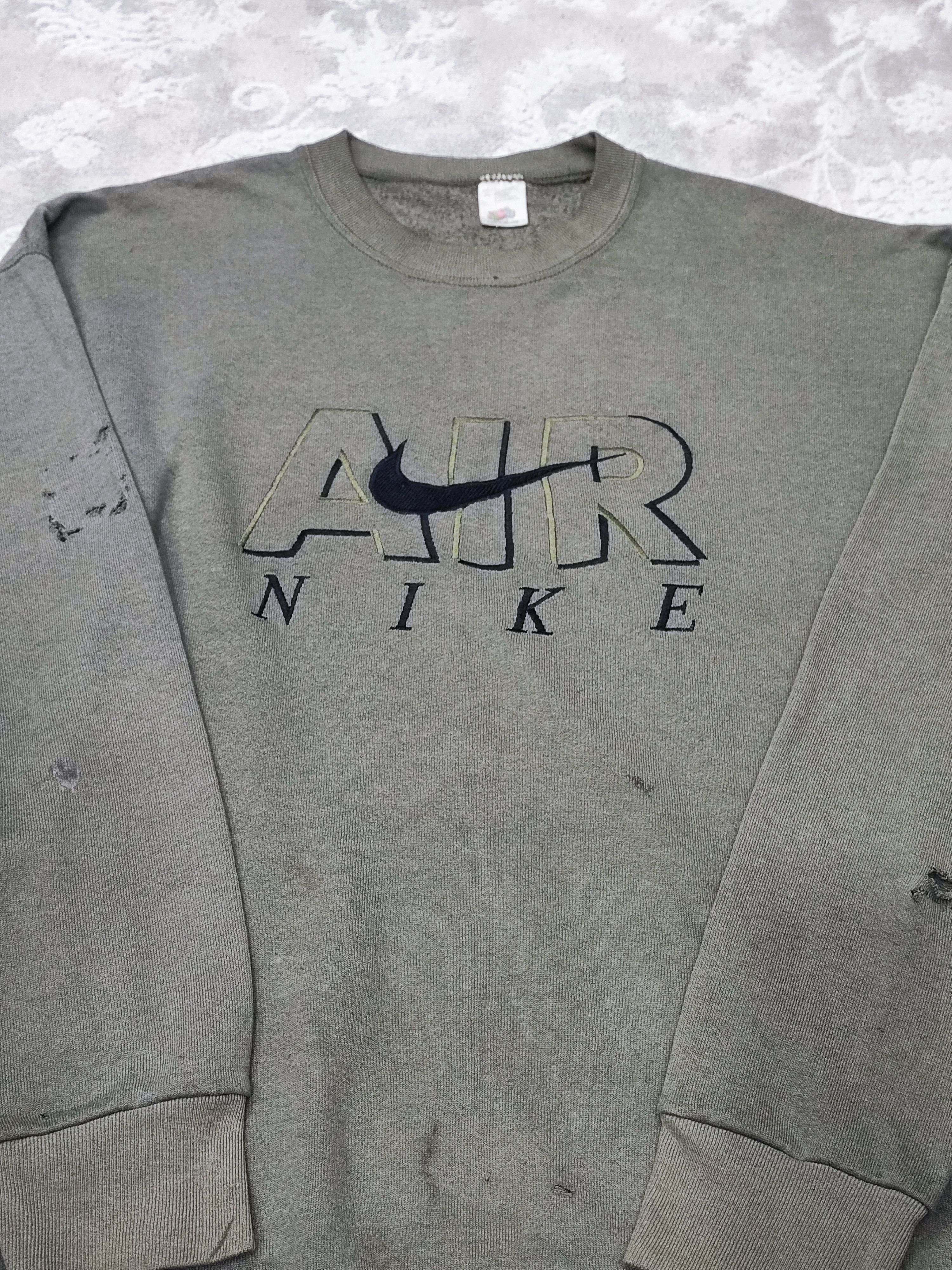 Nike Vintage 90's Big Swoosh Logo Distressed Sweatshirt Size US XL / EU 56 / 4 - 5 Thumbnail