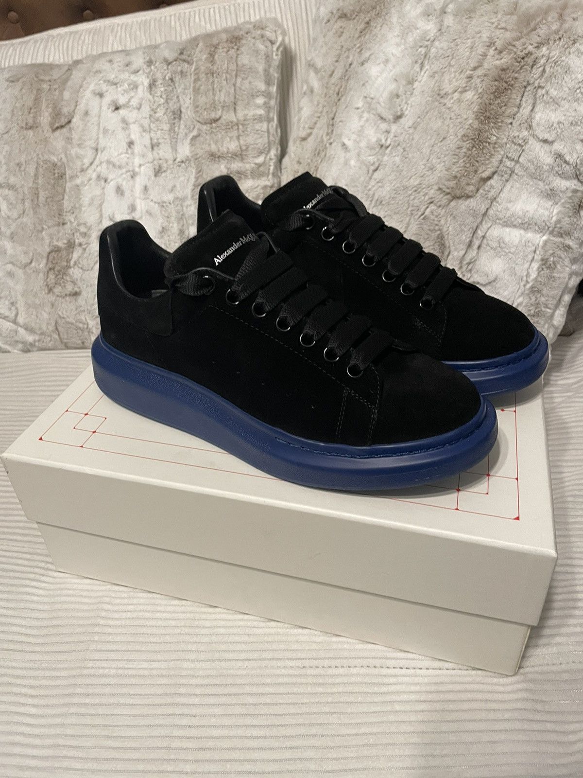 image of Alexander Mcqueens Suede Sneakers in Black, Men's (Size 10.5)