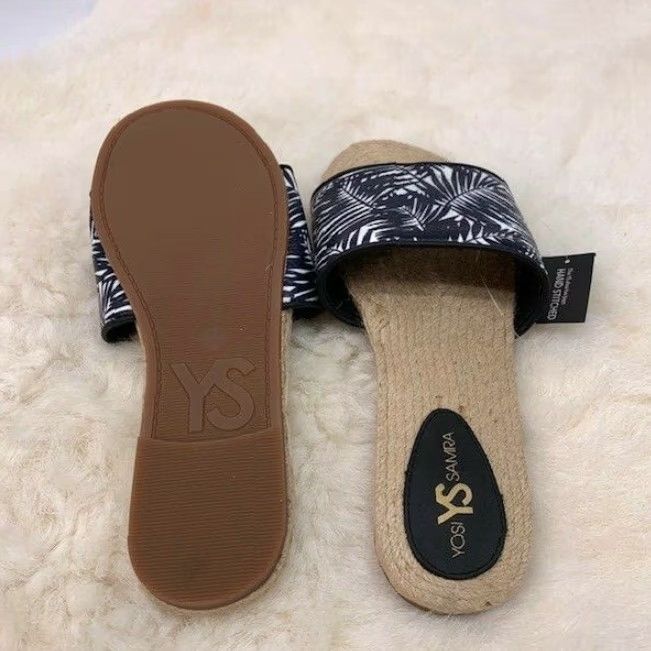 Vintage VINTAGE Yosi Samra Women's Slide Sandals Flat Jute White/Black Size 8 Size US 8 / IT 38 - 6 Thumbnail