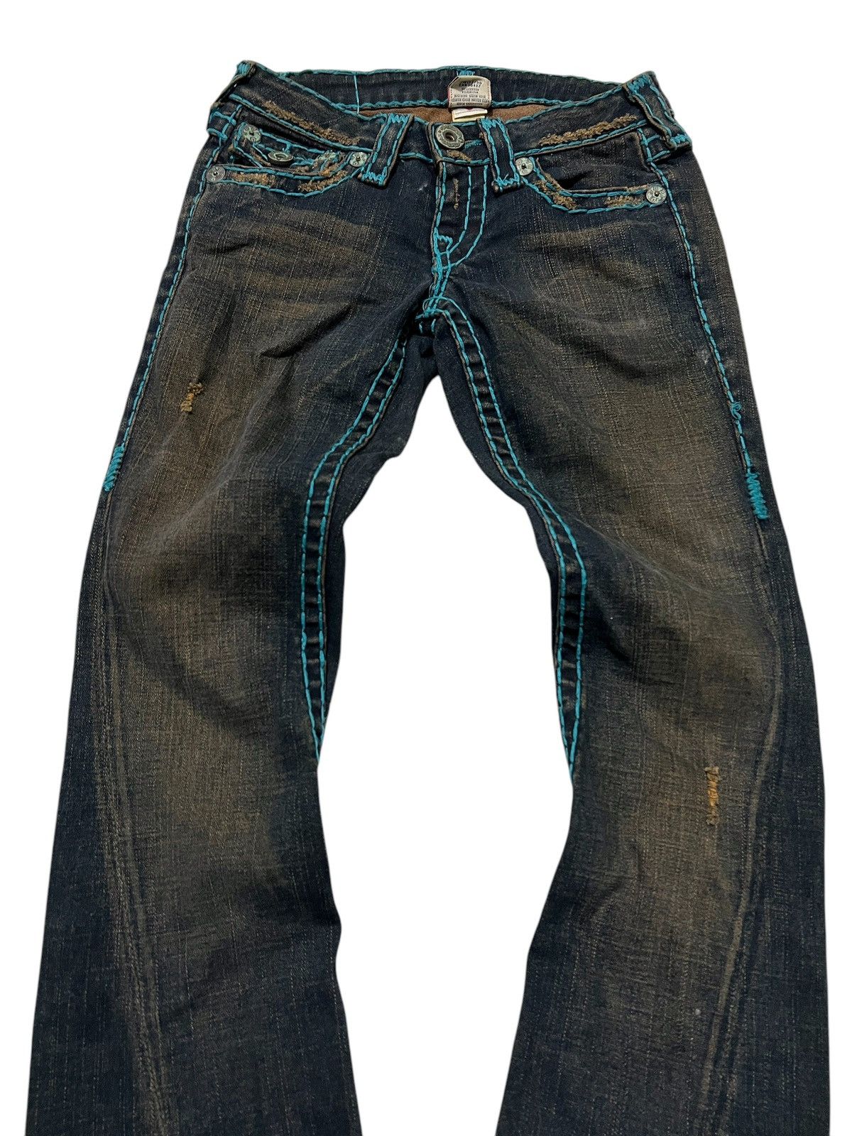 If Six Was Nine × Le Grande Bleu (L.G.B.) × True Religion True religion mudwash spiral cut flared denim pants Size US 27 - 3 Thumbnail