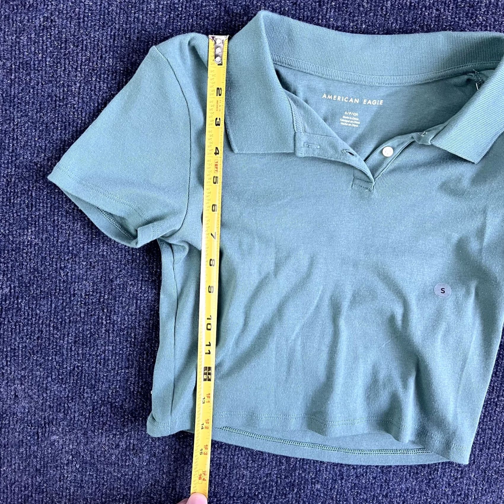 Vintage VINTAGE? No. American Eagle Polo Shirt Womens Small Green Cropped Short Sleeve Collared Top Size S / US 4 / IT 40 - 3 Thumbnail