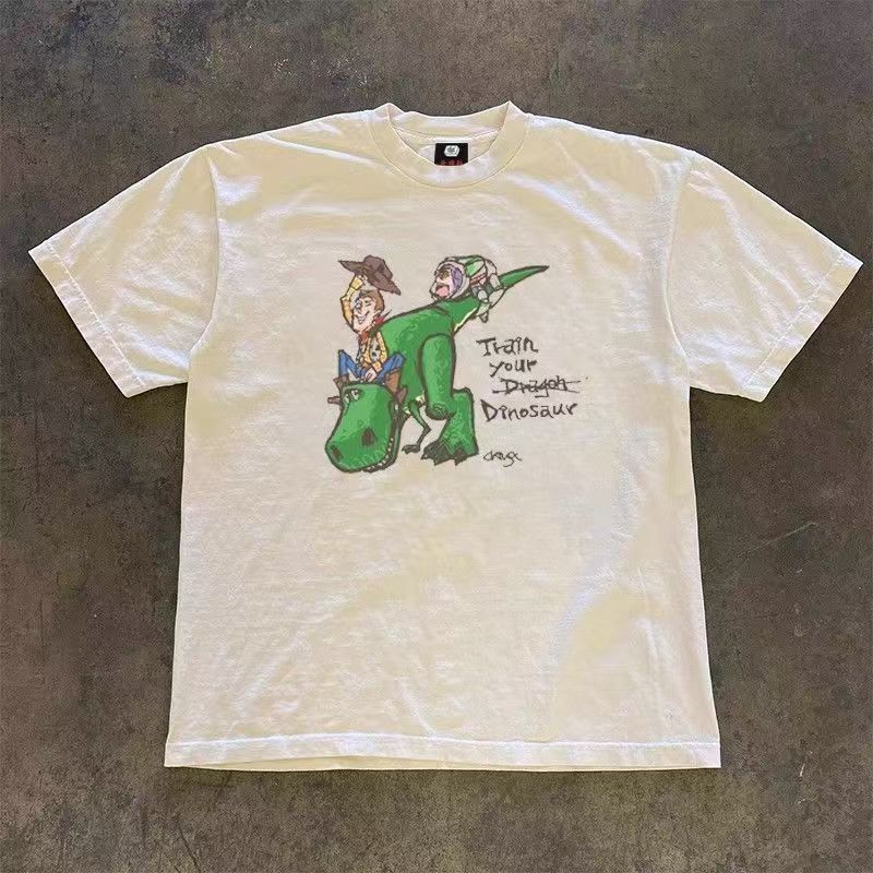 Vintage American retro dinosaur print loose cotton t-shirt Size US M / EU 48-50 / 2 - 1 Thumbnail
