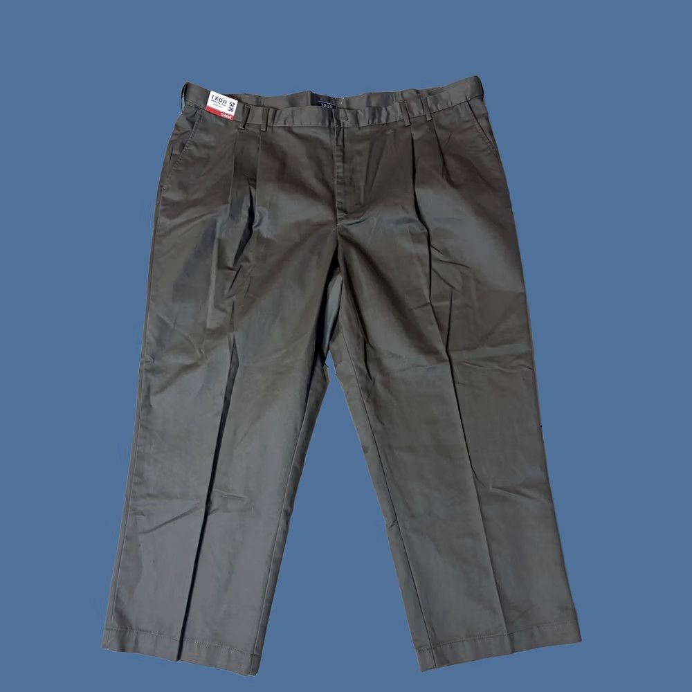 Izod Izod Mens Pants 52x30 Green Chino Classic Double Pleat Big & Tall Non Iron Size US 36 / EU 52 - 1 Thumbnail