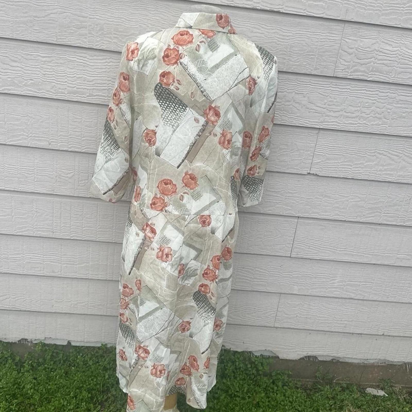 Other Vintage D’Allaird’s Women’s Dress Largo Floral Collar Button Size M / US 6-8 / IT 42-44 - 3 Thumbnail