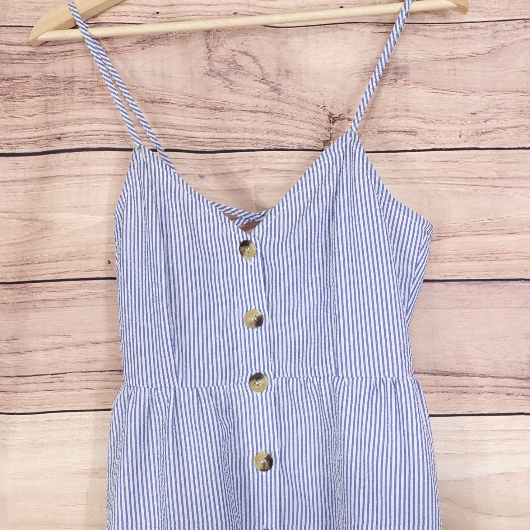 H&M H&M Blue White Striped Seersucker Mini Dress Womens Size 2 Size XS / US 0-2 / IT 36-38 - 2 Thumbnail