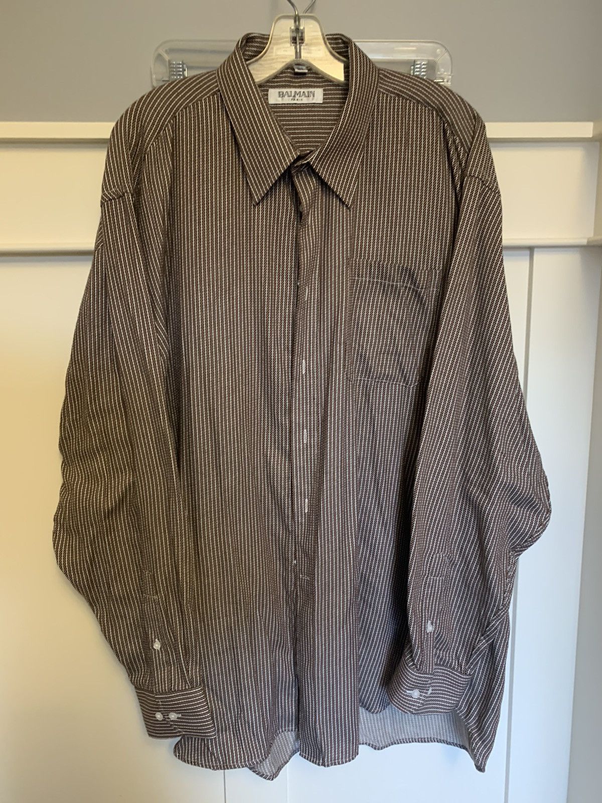 Balmain Vintage Balmain oversized longsleeve striped button up Size US XL / EU 56 / 4 - 1 Thumbnail