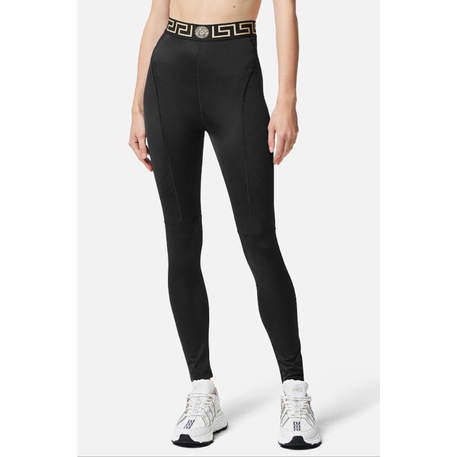Versace Versace Greca Border Gym Leggings Pants Black Small 1004103 Size 23" - 1 Thumbnail