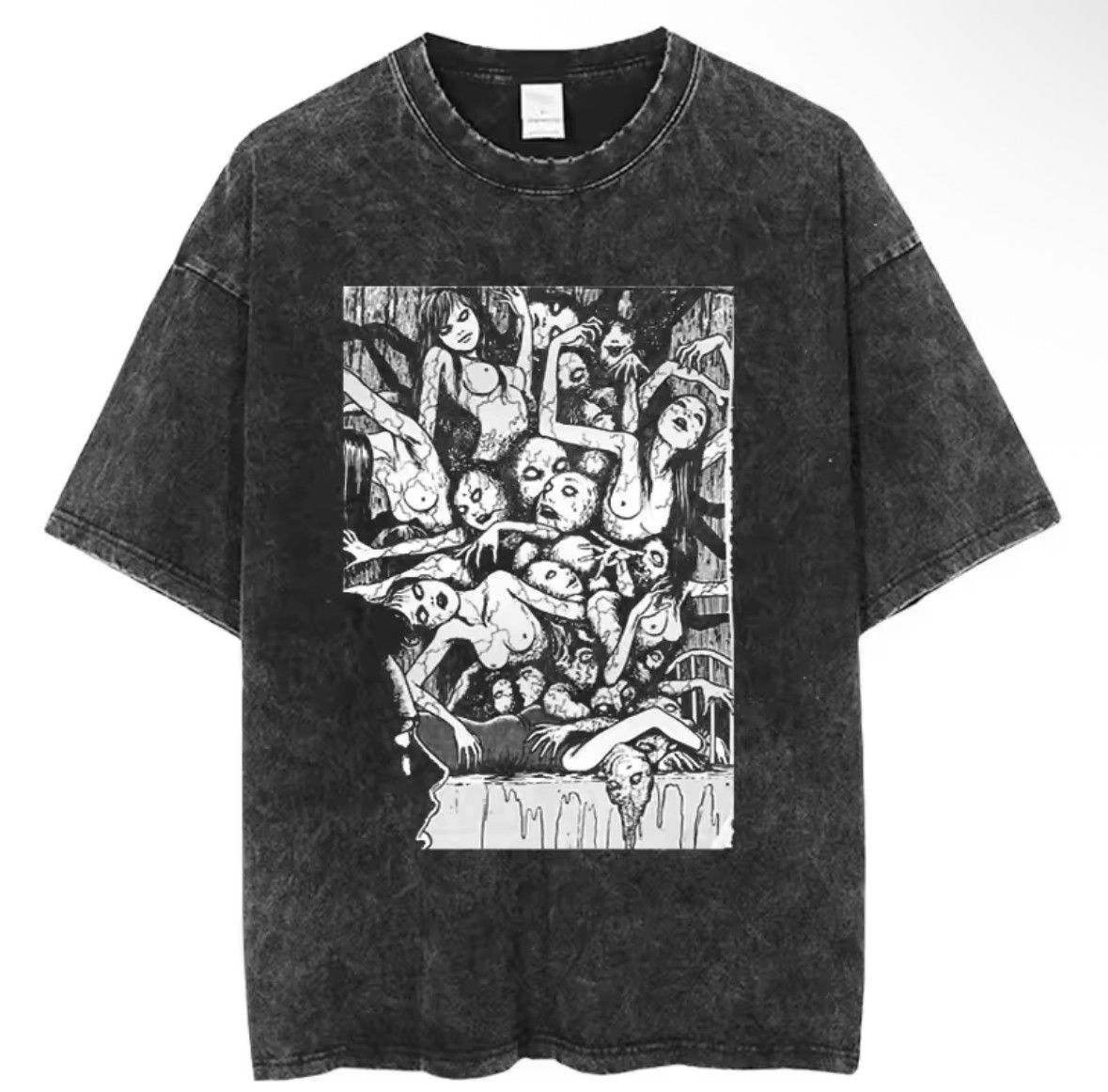 Japanese Brand Oversized Vintage Gothic Spirit Girl Art Print Washed TShirt Size US L / EU 52-54 / 3 - 1 Thumbnail