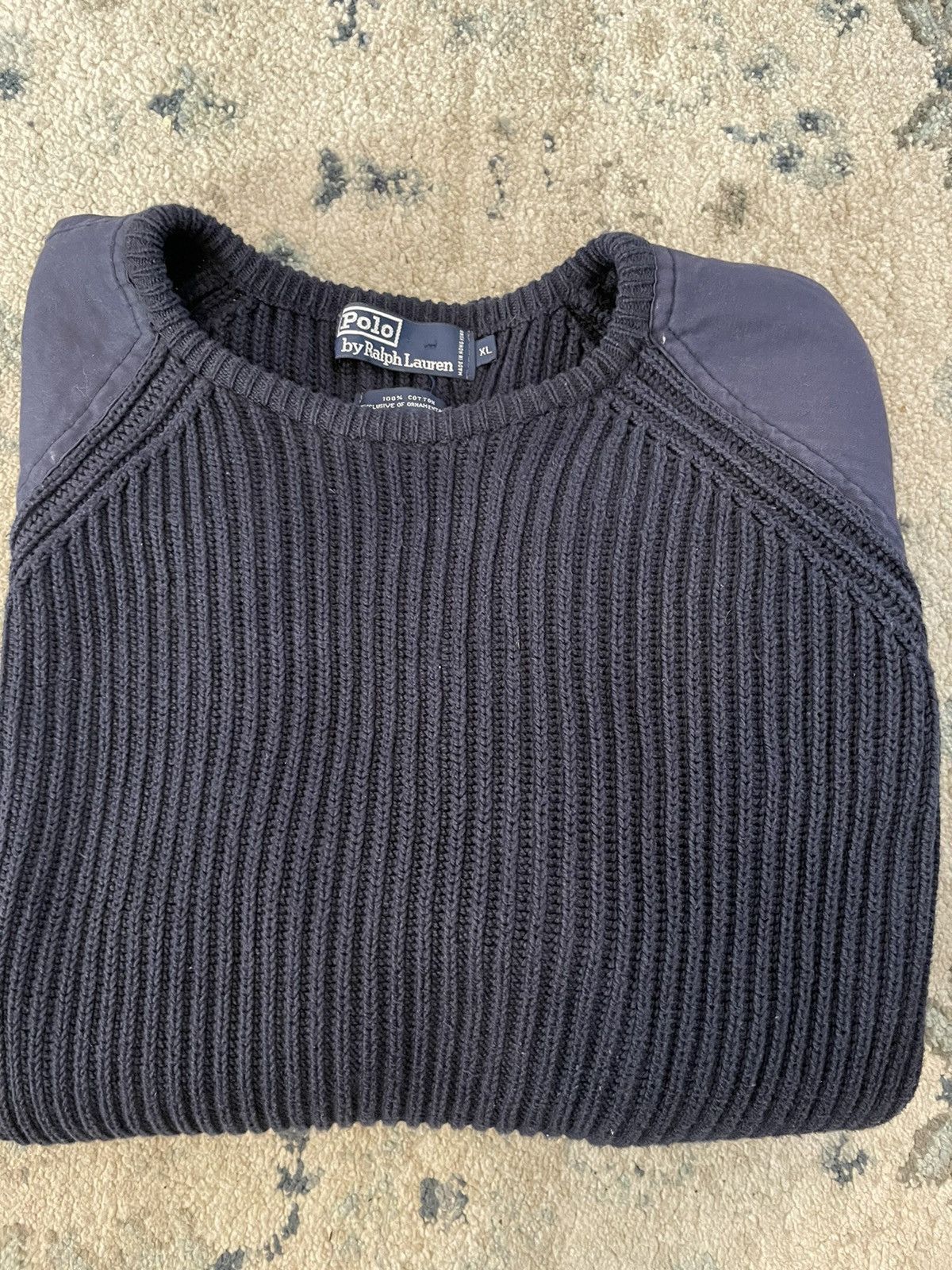 Polo Ralph Lauren × Vintage Patch Detail English Rib Cotton Sweater Size US XL / EU 56 / 4 - 3 Thumbnail