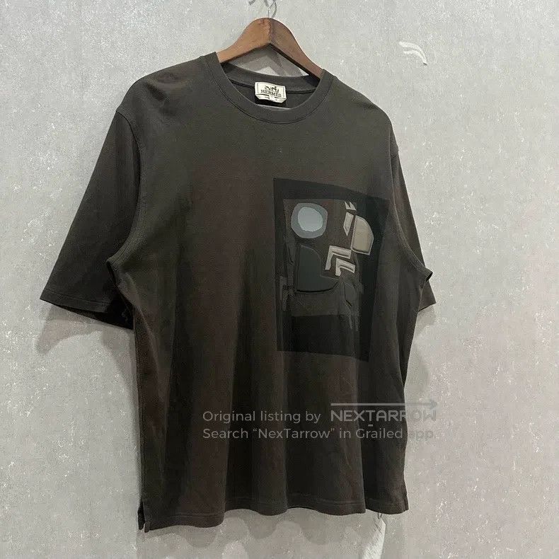Hermes Hermes black and grey geometric leather patch short sleeve Size L / US 10 / IT 46 - 3 Thumbnail