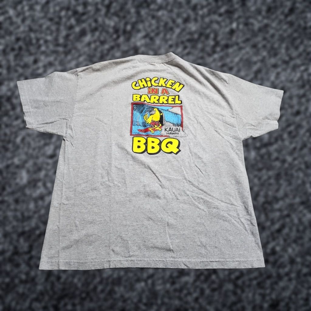 Doublet Vintage Men's XL Gray Chicken In A Barrel BBQ Funny Double-Sided Cotton T-Shirt Size US XL / EU 56 / 4 - 1 Thumbnail