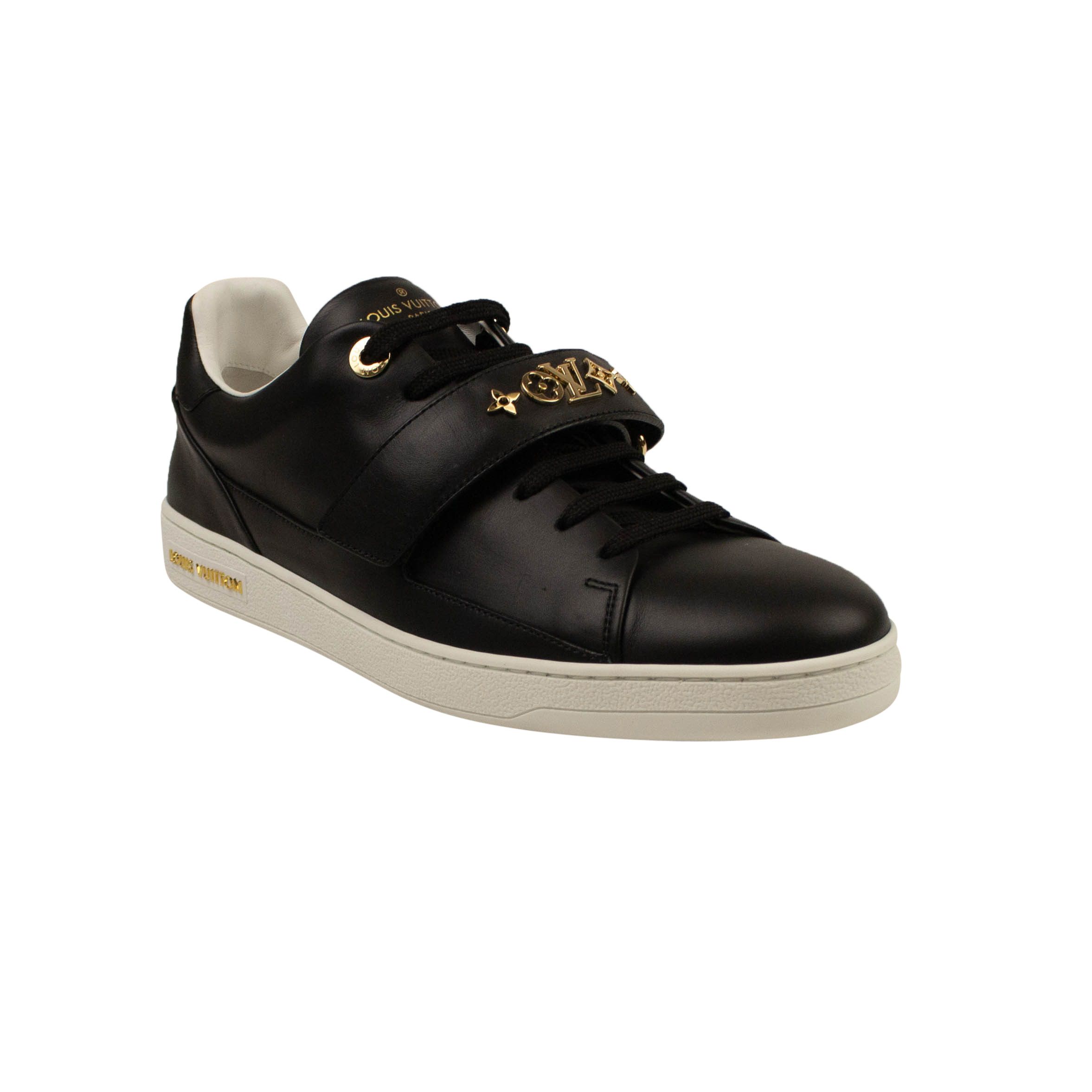 image of Louis Vuitton Black Leather Lace-Up Frontrow Low-Top Sneakers Size 4/34, Women's