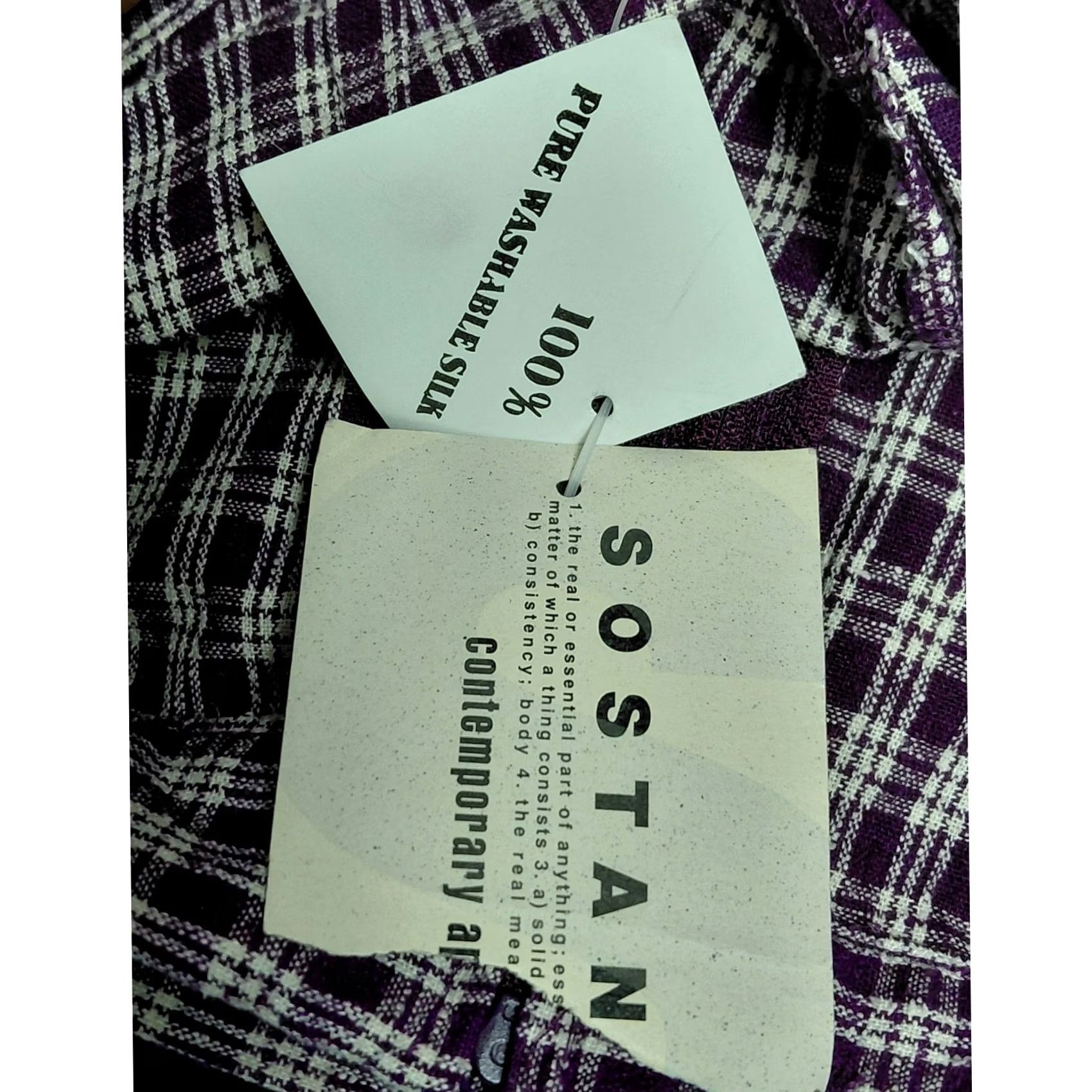 Vintage NWT Sostanza Silk Plaid Skirt Purple Women Size M Mini Knee Length Lightweight Casual Formal Size 32" / US 10 / IT 46 - 5 Thumbnail