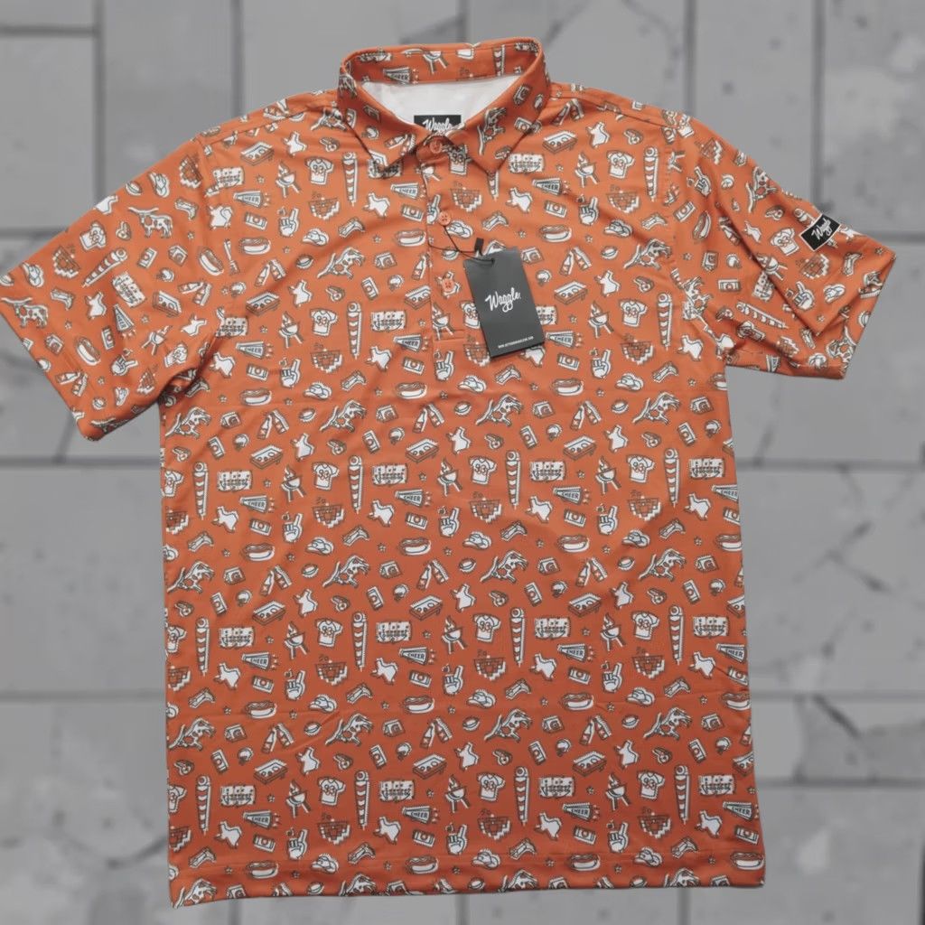 Vintage Waggle Golf Performance Polo Shirt Texas Game Day Men's M Polo Shirt Orange Golf + Texas + Waggle + Men's M Size US M / EU 48-50 / 2 - 1 Thumbnail