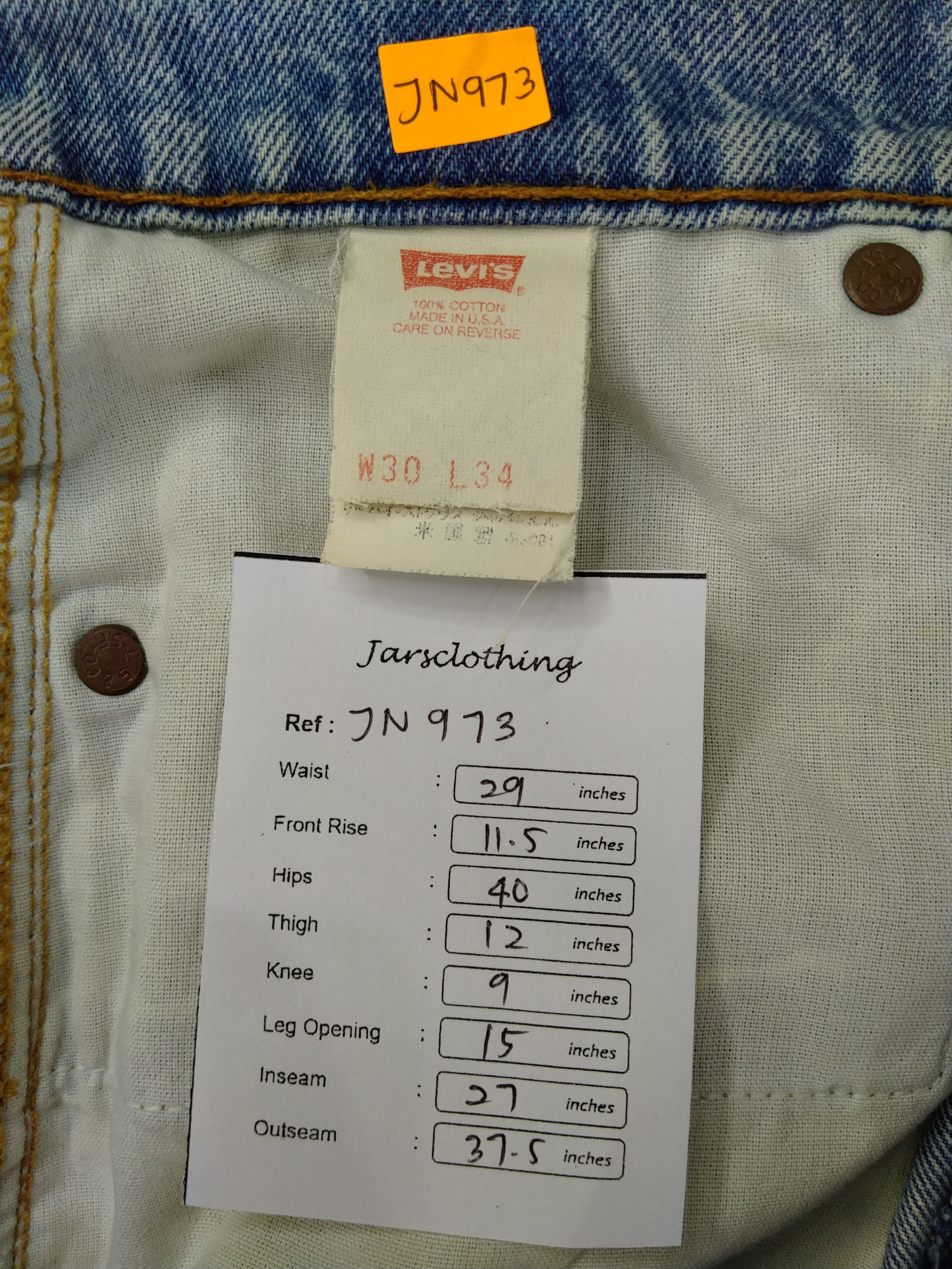 Blue Wash Vintage Levi's 510 USA 29x27 Denim -JN973