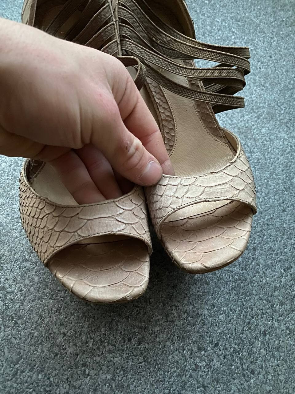 Fendi Fendi Beige Python Embossed Leather Open Toe Pumps Size 37 Size US 6.5 / IT 36.5 - 3 Thumbnail