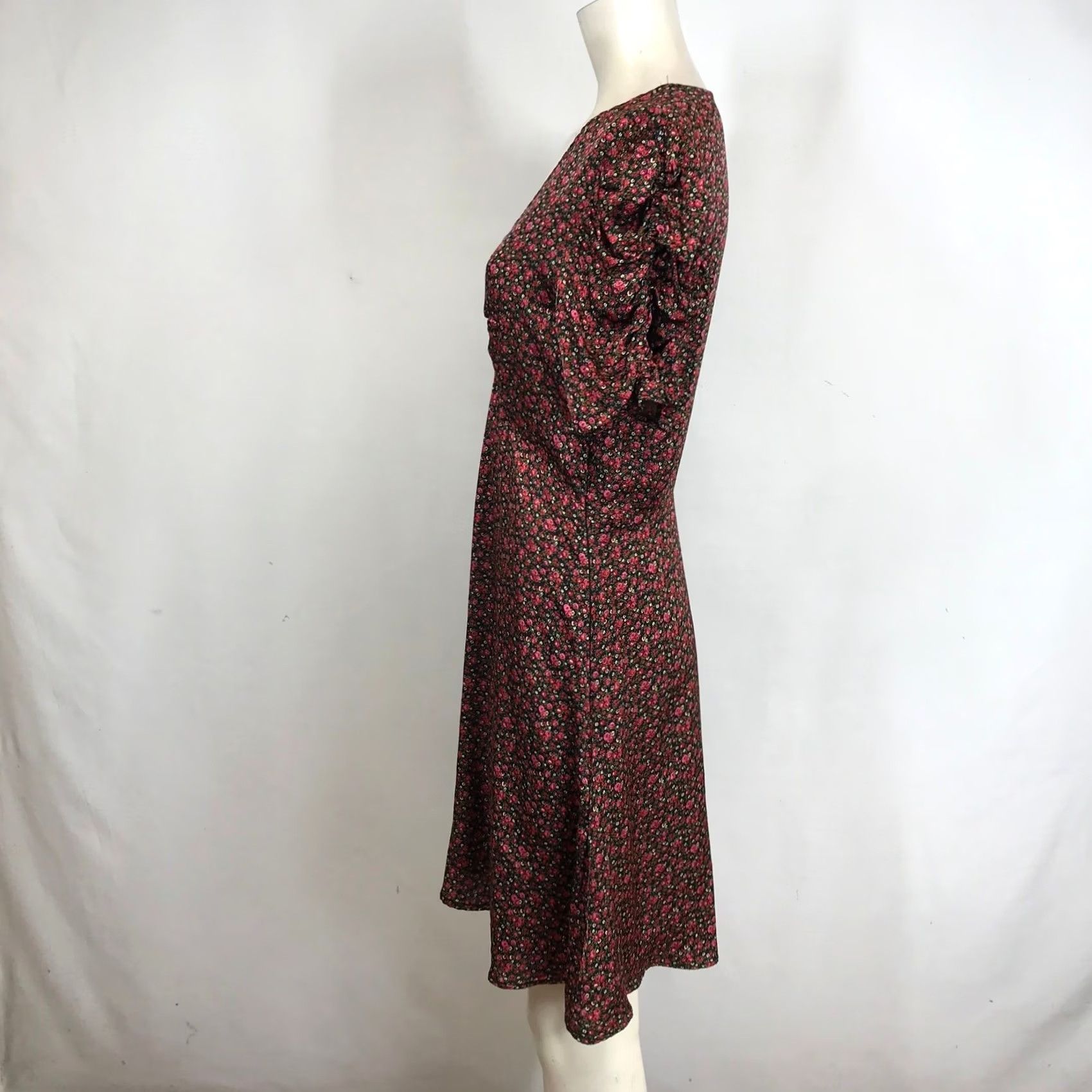 Gap GAP Women's Floral Print V-Neck Ruched Short Sleeve Dress SIZE SMALL TALL Dress Size 28" / US 6 / IT 42 - 6 Thumbnail