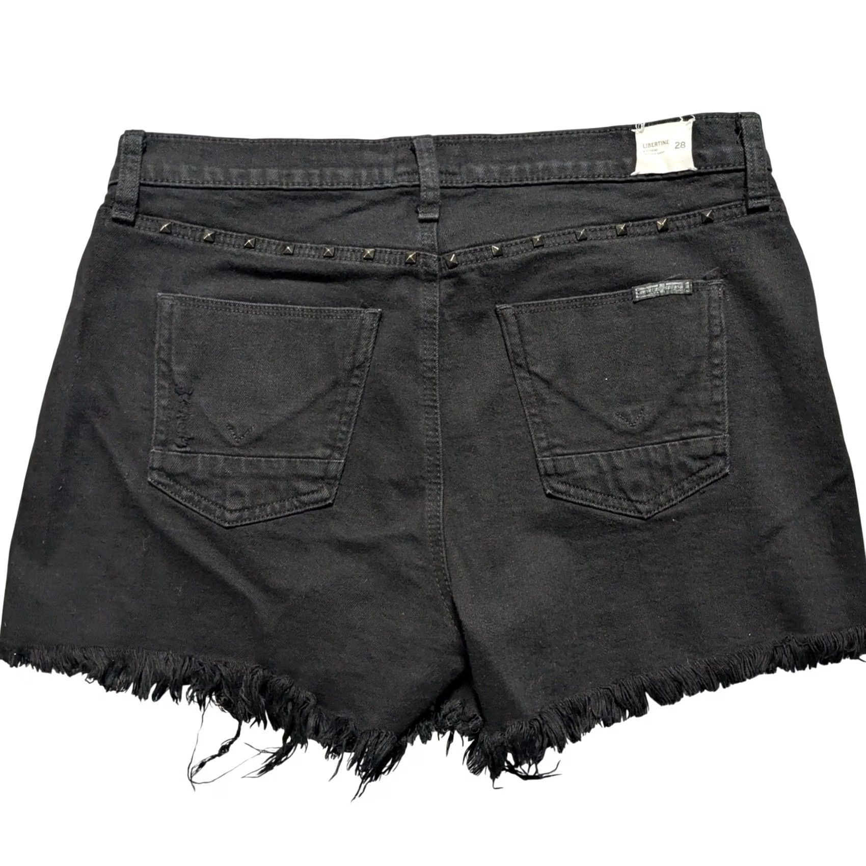 Hudson Hudson Libertine Boyfriend Distressed Black Denim Shorts 28 USA Size 24" / US 00 / IT 34 - 3 Thumbnail