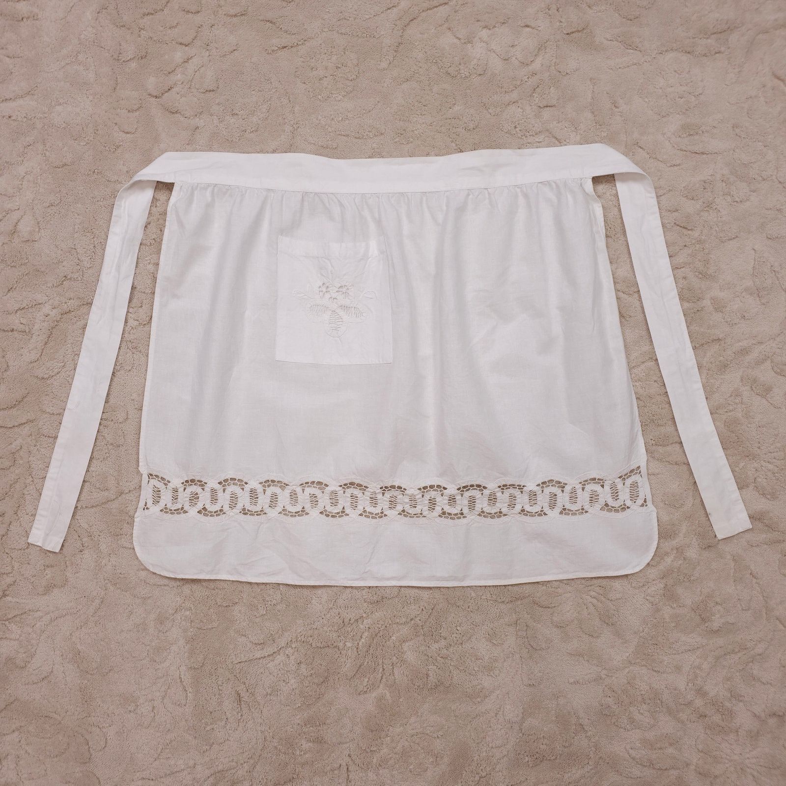 Other Belgian Battenburg Lace Cotton Half Apron White Size ONE SIZE - 6 Thumbnail