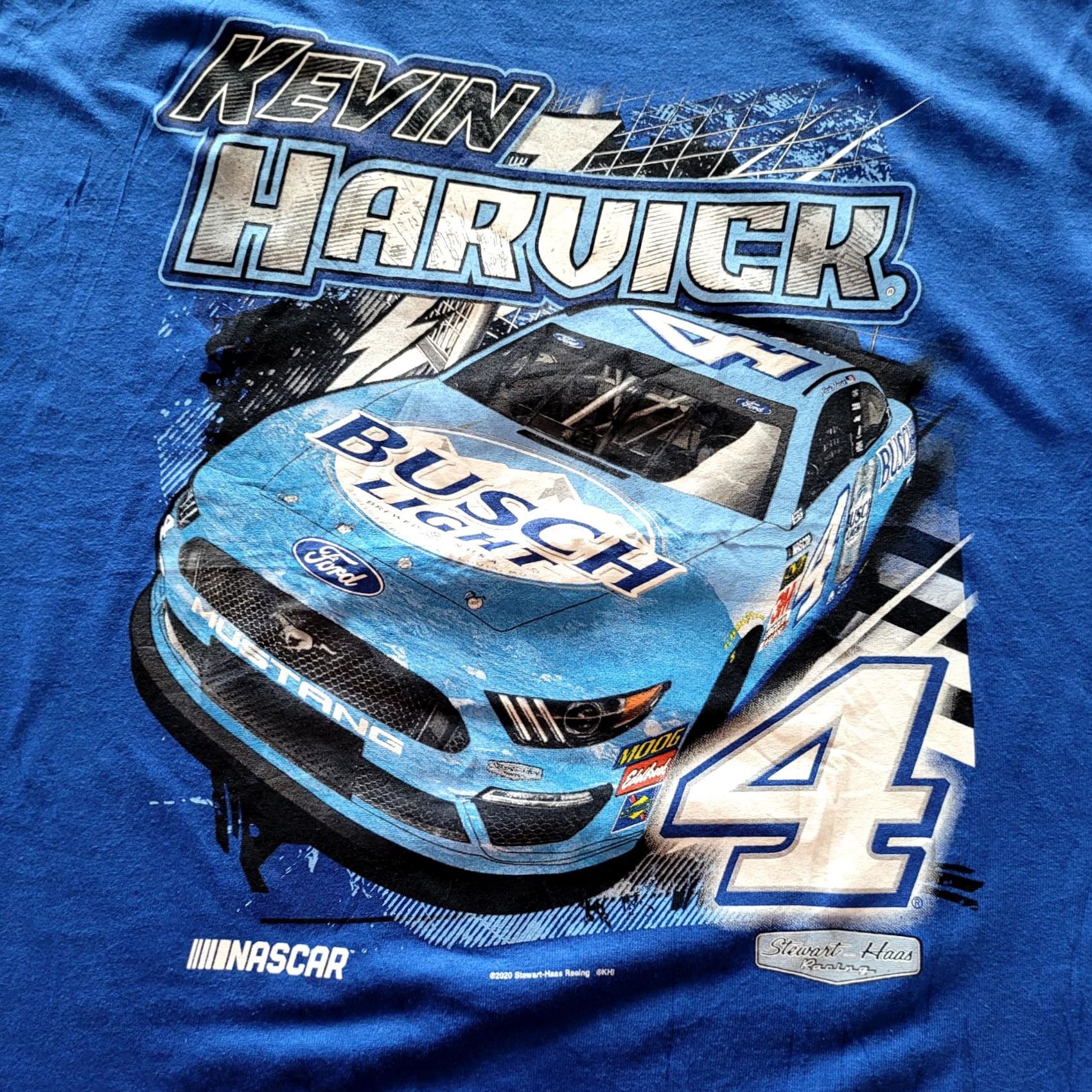 NASCAR NASCAR Kevin Harvick Busch Light T-Shirt XL Stewart-Haas Racing Vintage Blue Graphic Print NASCAR Theme Winner XL Mens Size US XL / EU 56 / 4 - 4 Thumbnail