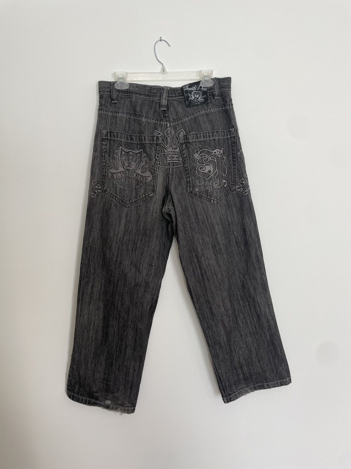 Southpole southpole king of kings stonewashed embroidered baggy jeans Size US 34 / EU 50 - 8 Thumbnail