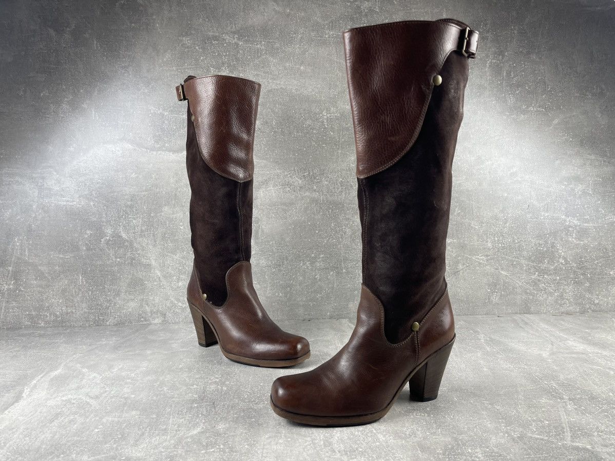 MoMA MOMA Leather & Suede Knee-High Boots Brown Block Heel Size US 8 / IT 38 - 5 Thumbnail